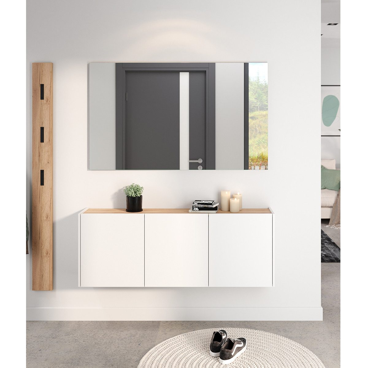 GERMANIA Halmeubelset GW-Libbiano Garderobe-set bestaande uit multifunctionele kast, spiegel en paneel (3-delig)