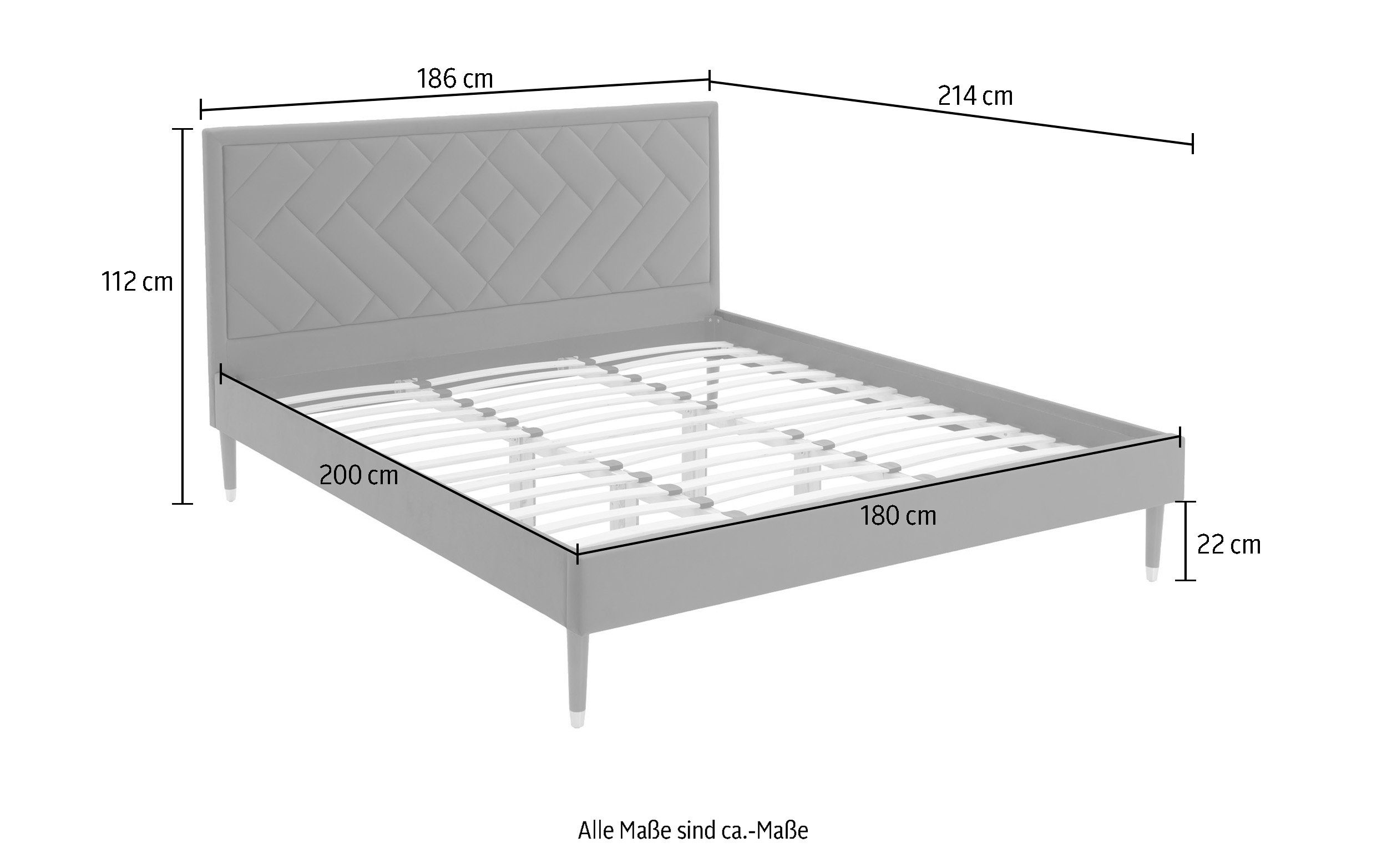 ATLANTIC home collection Gestoffeerd bed Nicola met hoge bodemvrijheid inclusief lattenbodem