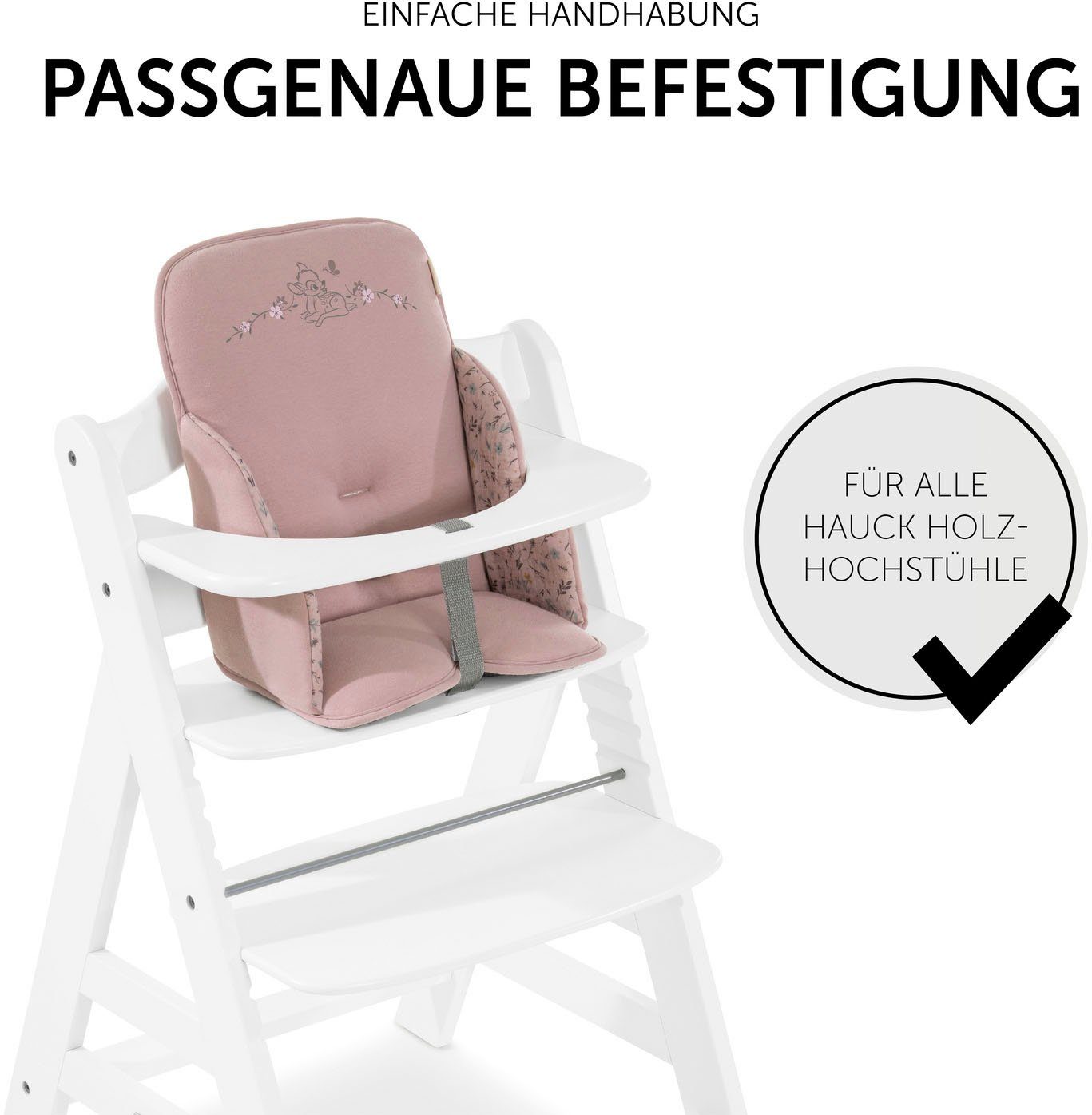 Hauck Stoelverkleiner Alpha Cosy Select, Bambi Rose voor de alpha+ houten kinderstoel