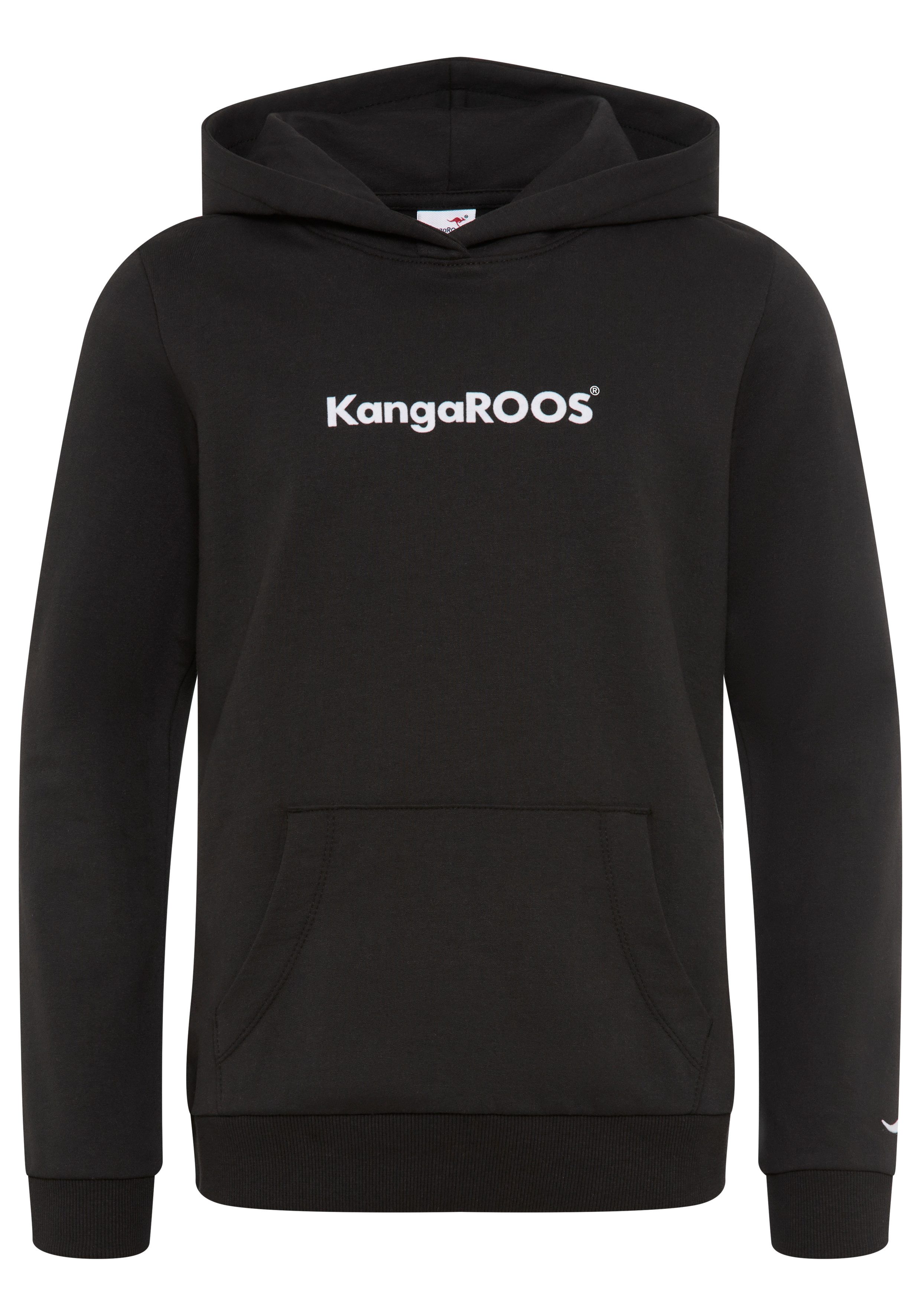 KangaROOS Hoodie met logoprint Lange mouwen, bedrukt, van sweatstof met katoen, met kangoeroezak