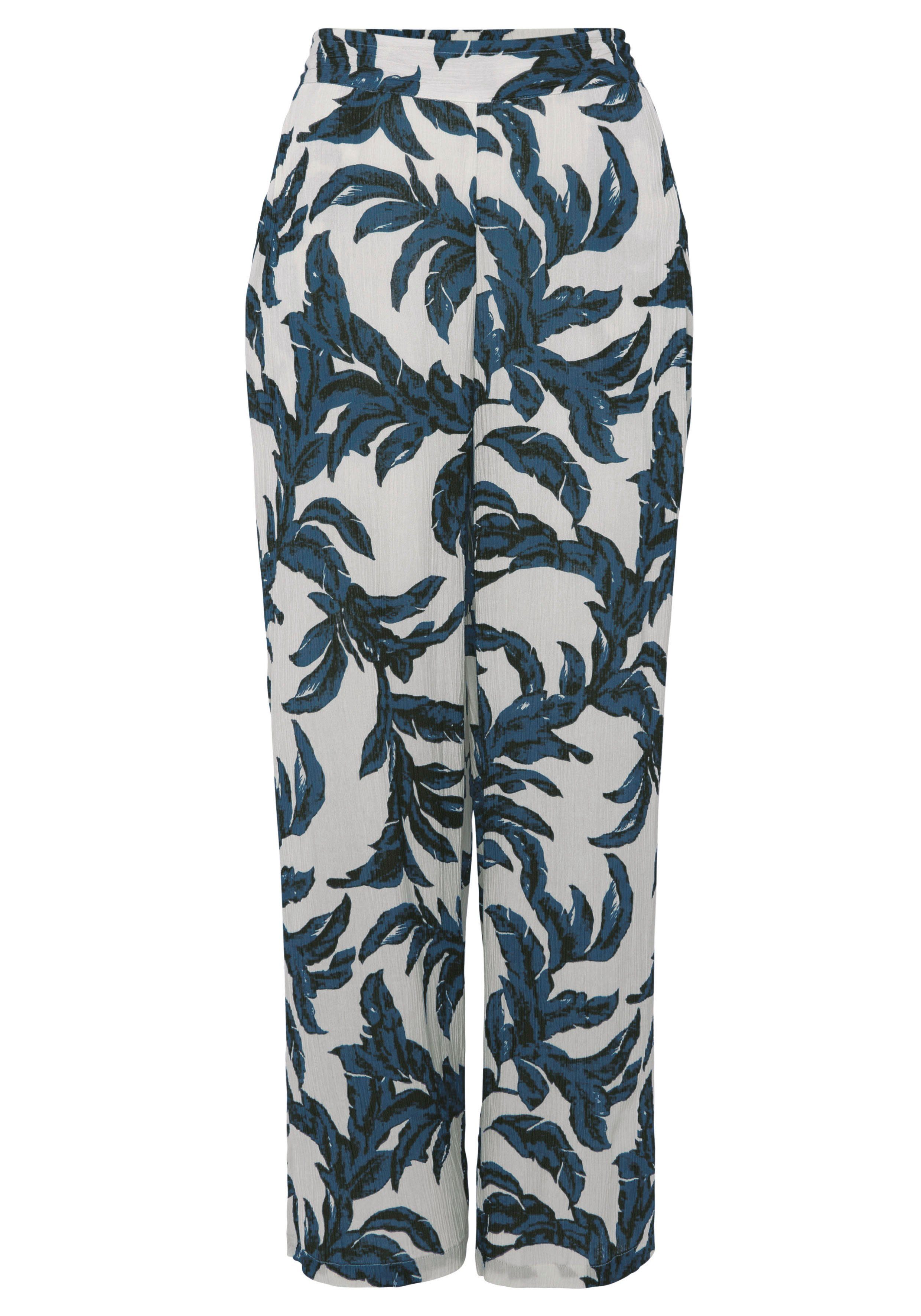 s.Oliver RED LABEL Beachwear Palazzobroek van crêpe viscose met all-over print en zakken, stoffen broek
