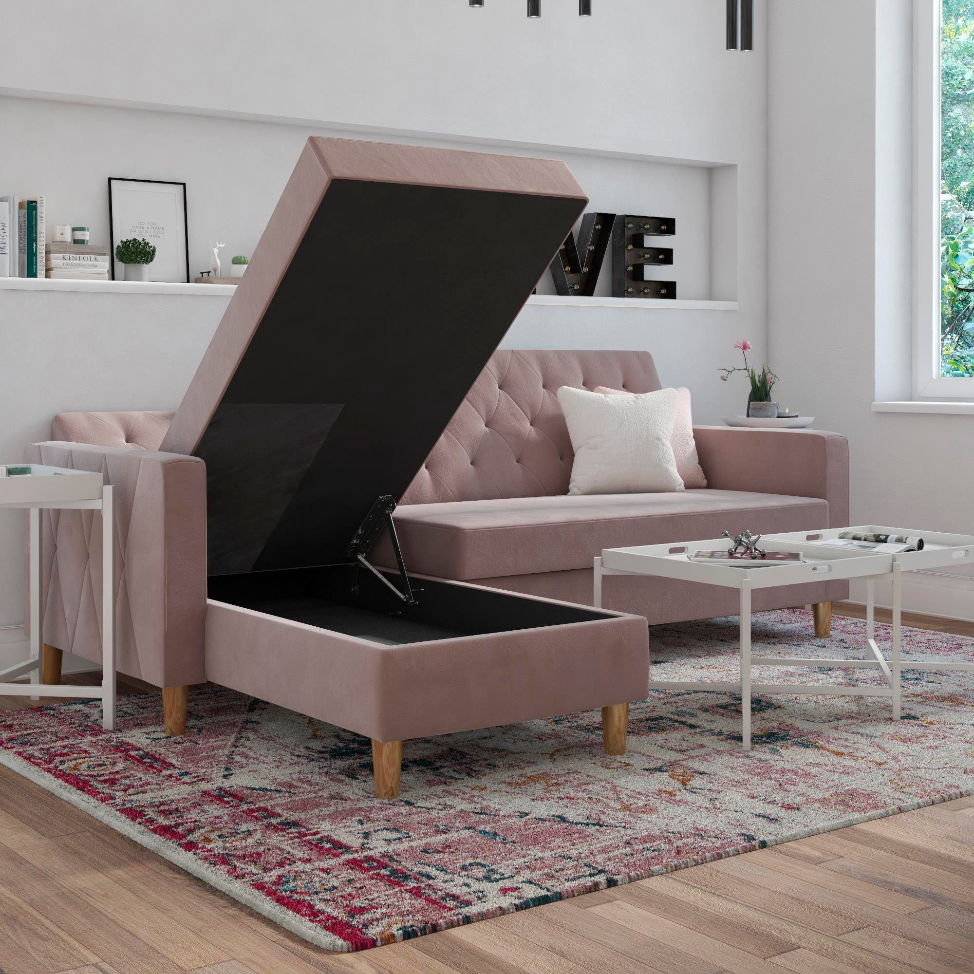 CosmoLiving by Cosmopolitan Hoekbank Liberty, L-vorm met slaapfunctie, récamier aan beide kanten te monteren, zithoogte 43 cm