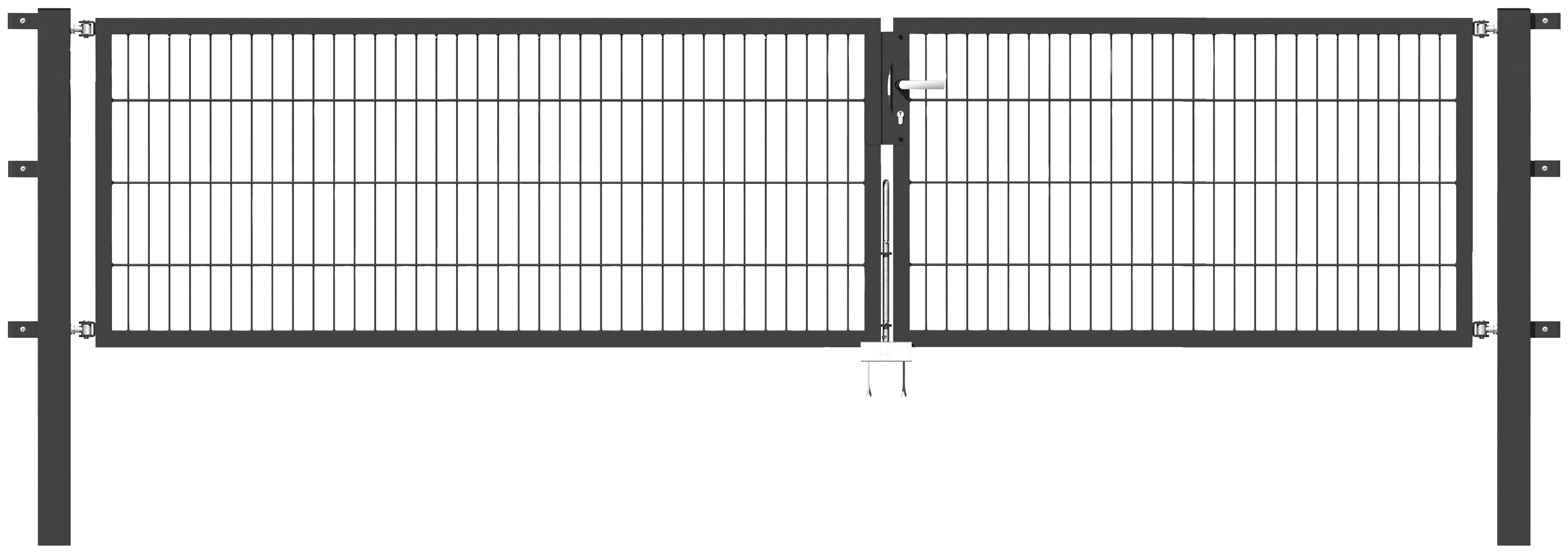 GAH Alberts Deur met dubbel hek Flexo 350 cm breed, in verschillende hoogten hekken maat 350 cm x 80 cm grijs