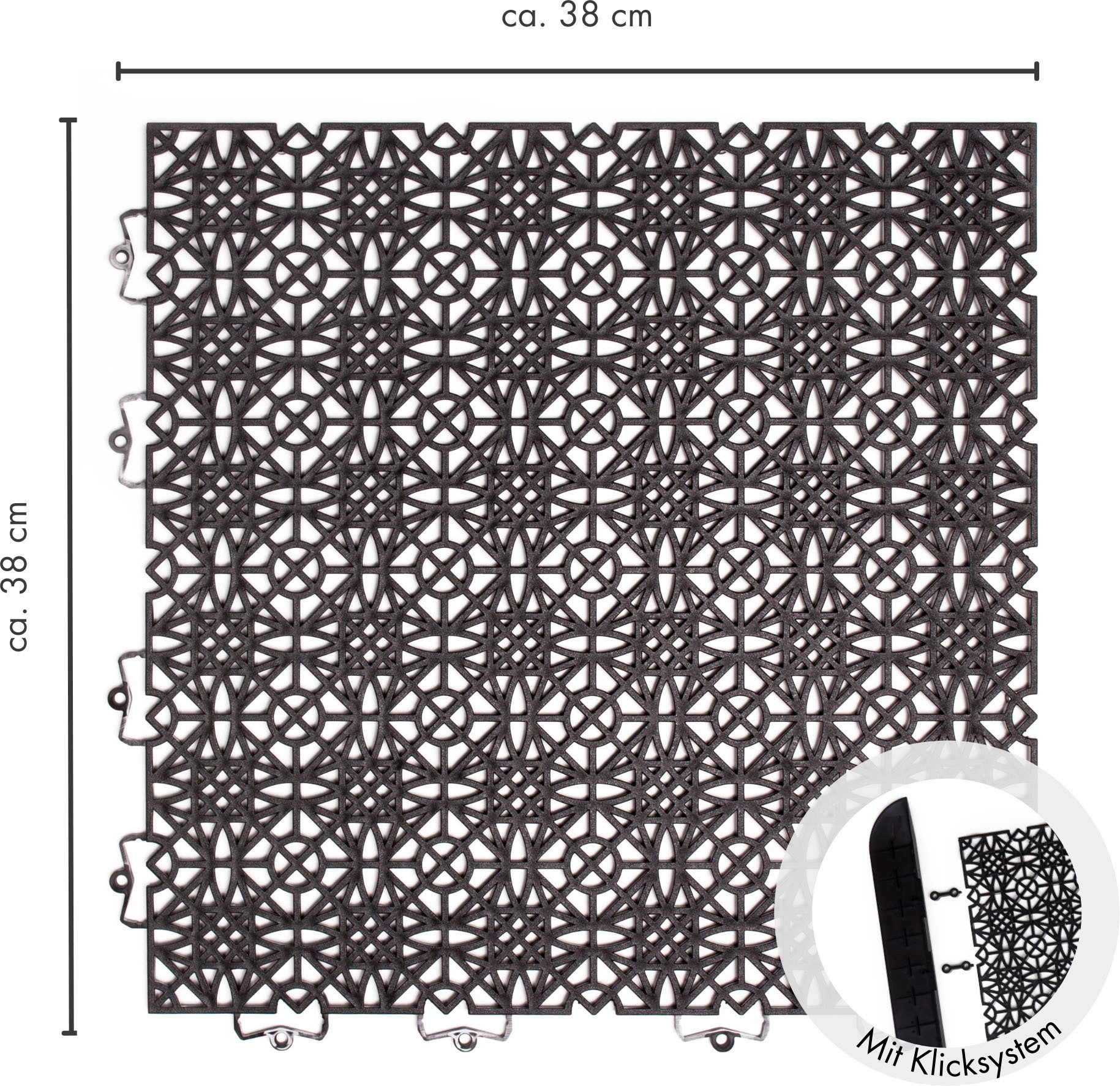 Andiamo Kunststof tegels Terras tegels Terra Sol, Made in Swiss Outdoor kliktegels, 38x38 cm, set met 1 m², 2 m², 5 m², uv-bestendig (set)