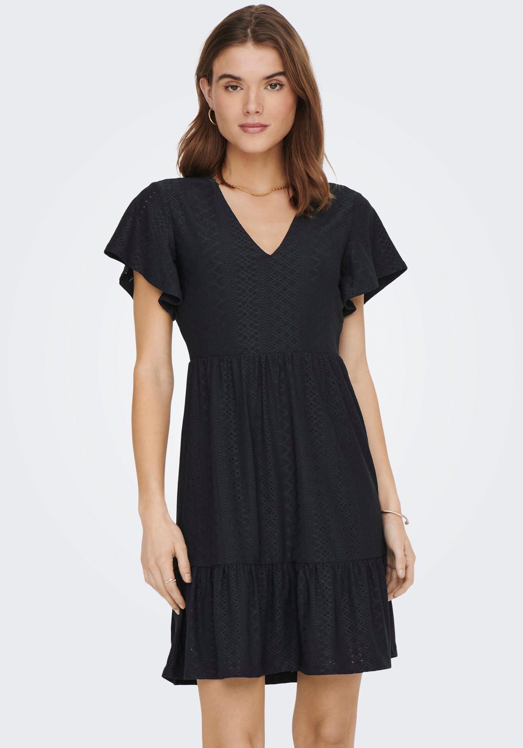 Only Jerseyjurk ONLSANDRA S/S V-NECK DRESS JRS dames jerseyjurken maat S (36) blauw