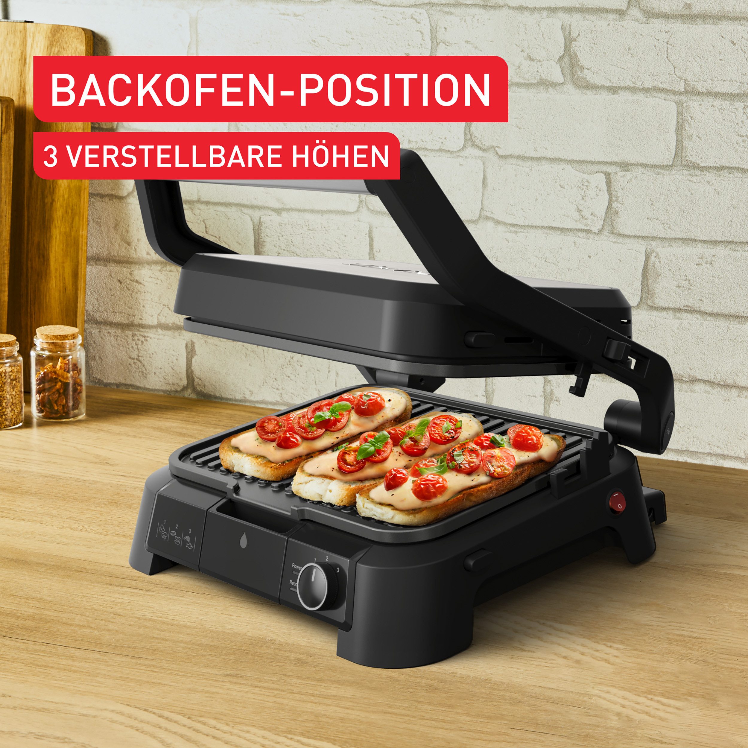 Tefal Contactgrill SuperGrill 3in1, Kontaktgrill, Barbeque-, Ofenposition, 3 Temperaturen