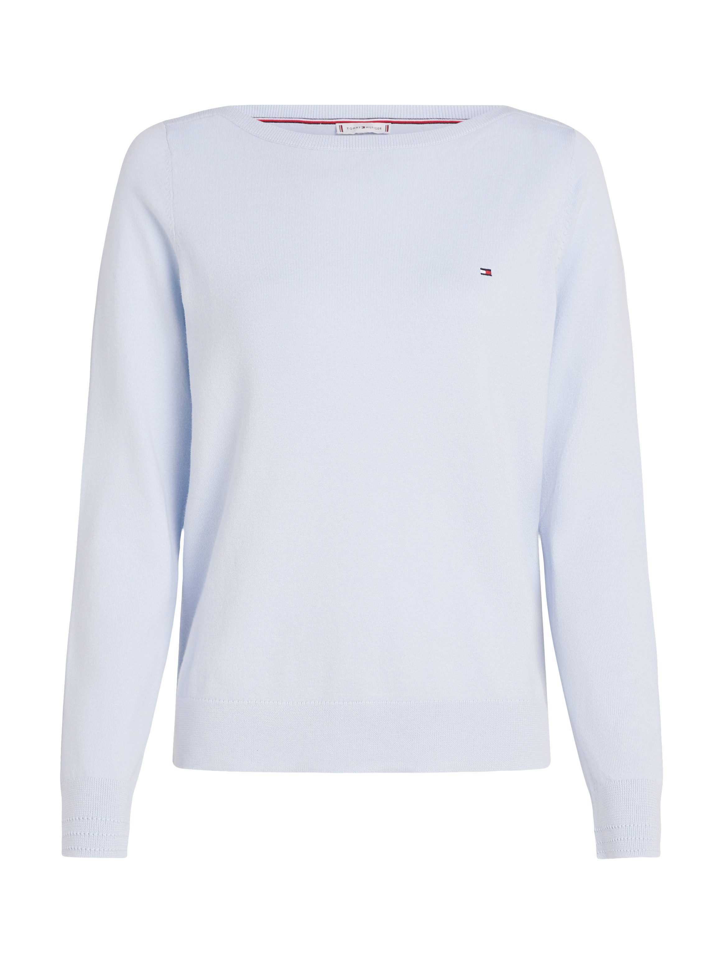 Tommy Hilfiger Gebreide trui CO JERSEY STITCH BOAT-NK SWEATER met -merklabel op de mouw