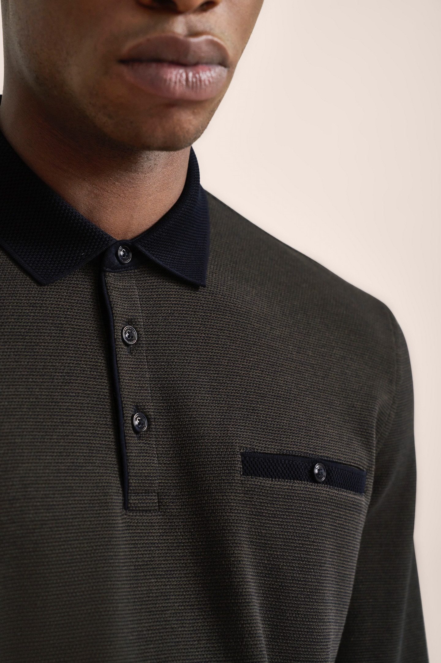Bugatti Poloshirt met lange mouwen met structuurkraag