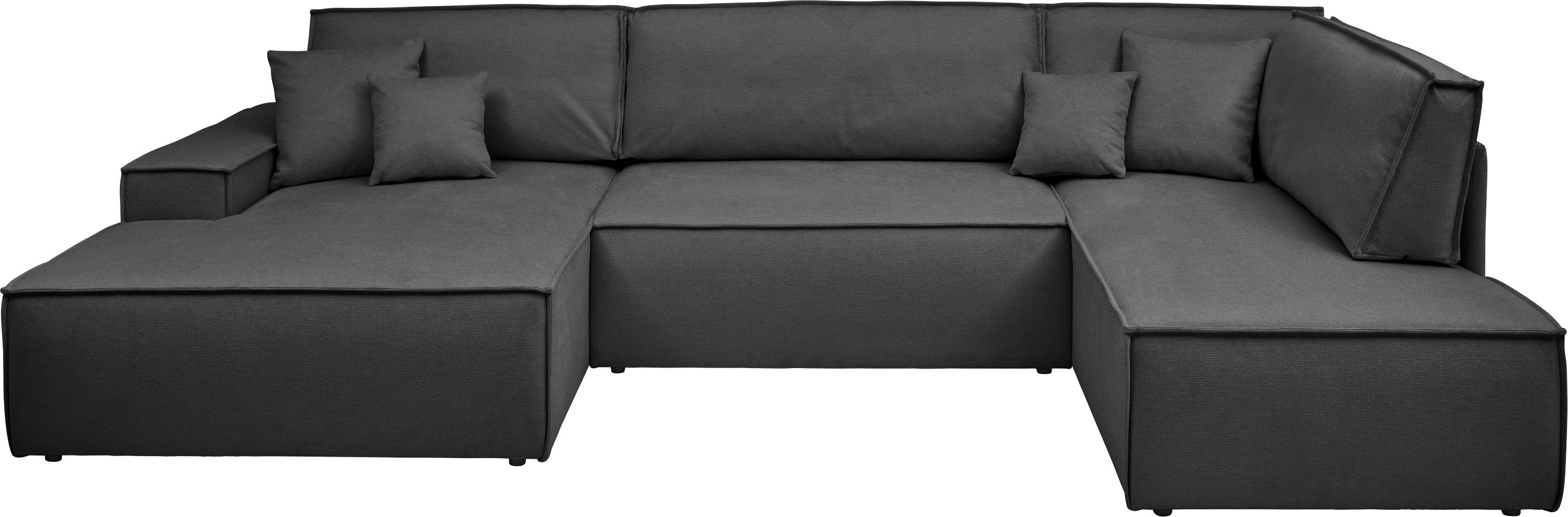 andas Zithoek FINNLEY U-model XXL 329 cm, bedbank, slaapfunctie m. bedkist