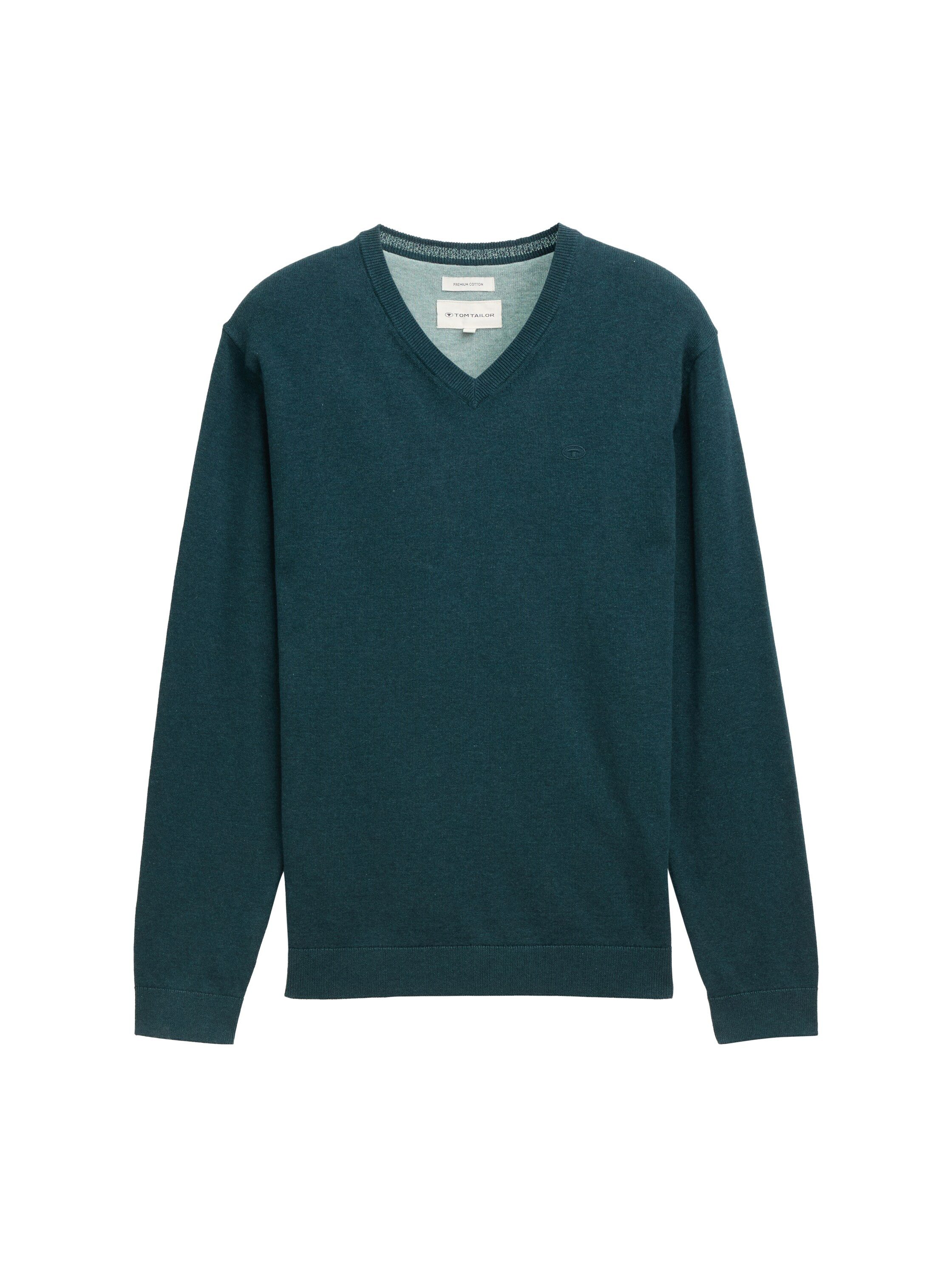 Tom Tailor Trui met V-hals met klein logoborduursel