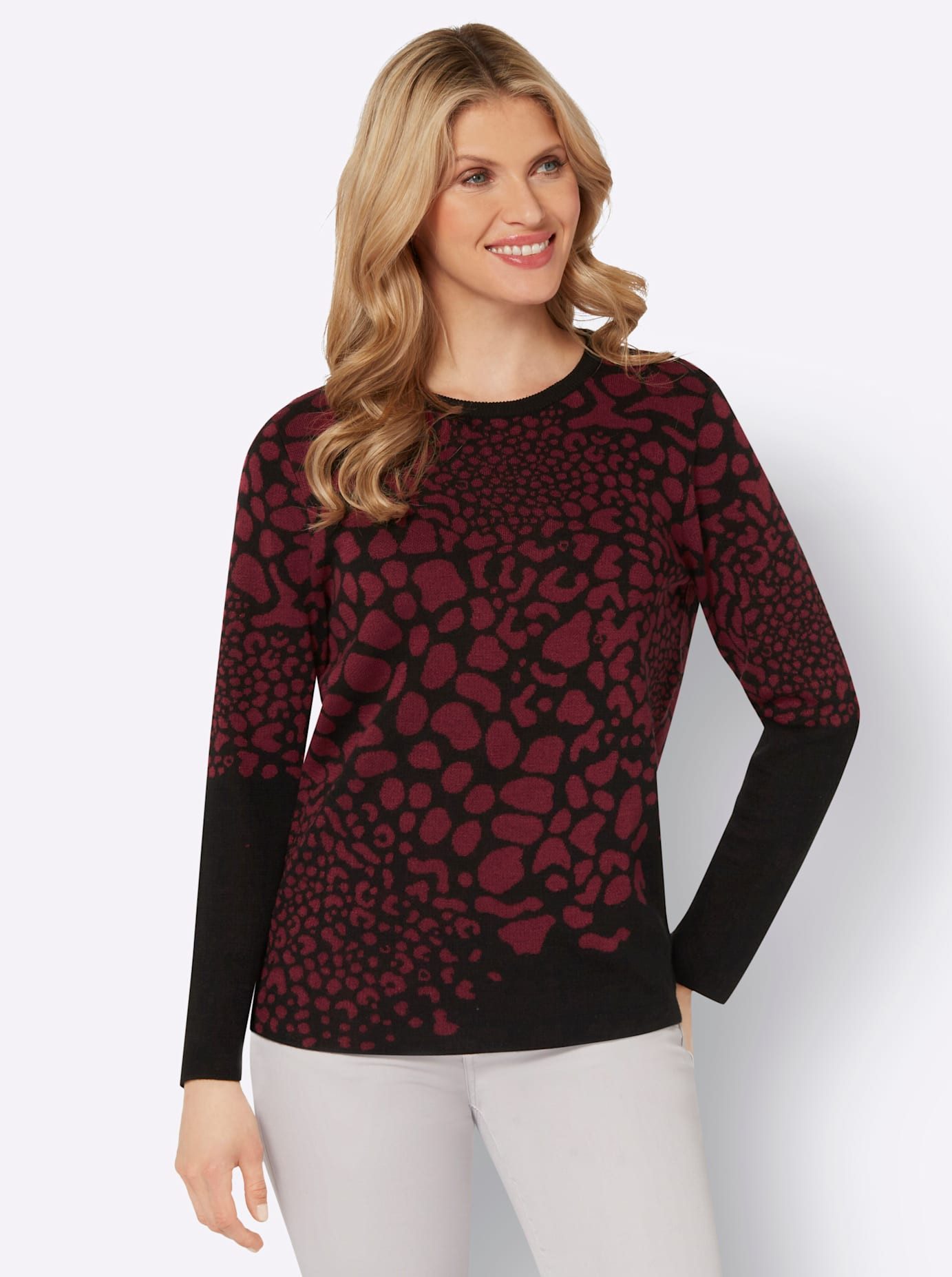 Classic Basics Trui met ronde hals Jacquardtrui