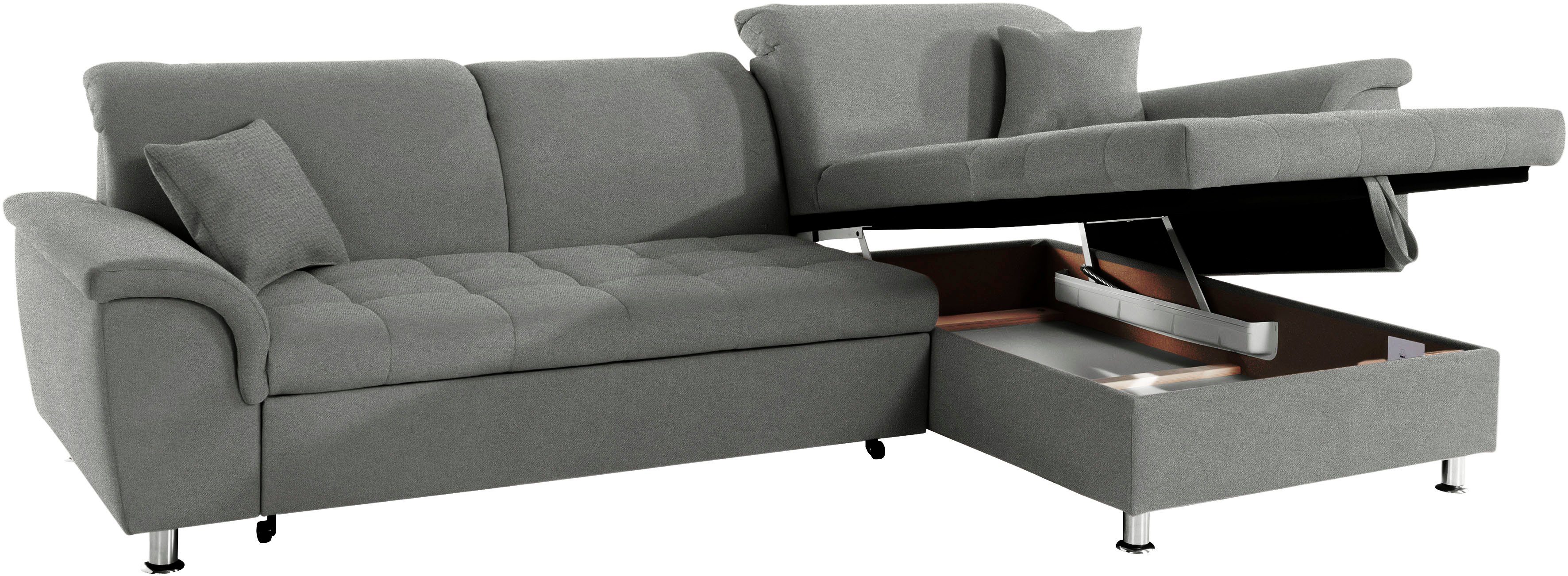 DOMO collection Hoekbank Franzi, tijdloos en elegant, moderne zittingstikking, L-Vorm