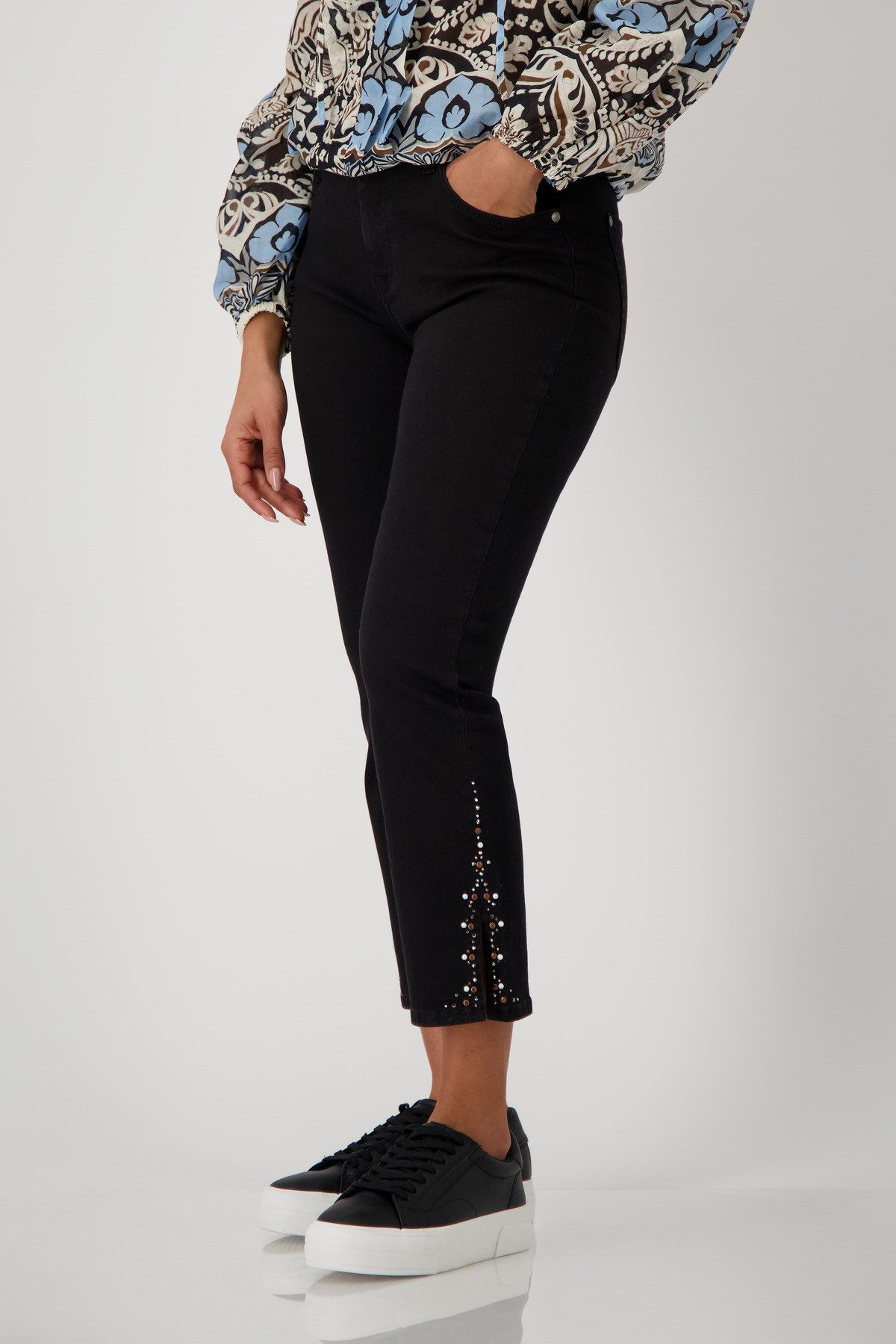 Monari 7/8 broek Jeansbroek met sier 64cm