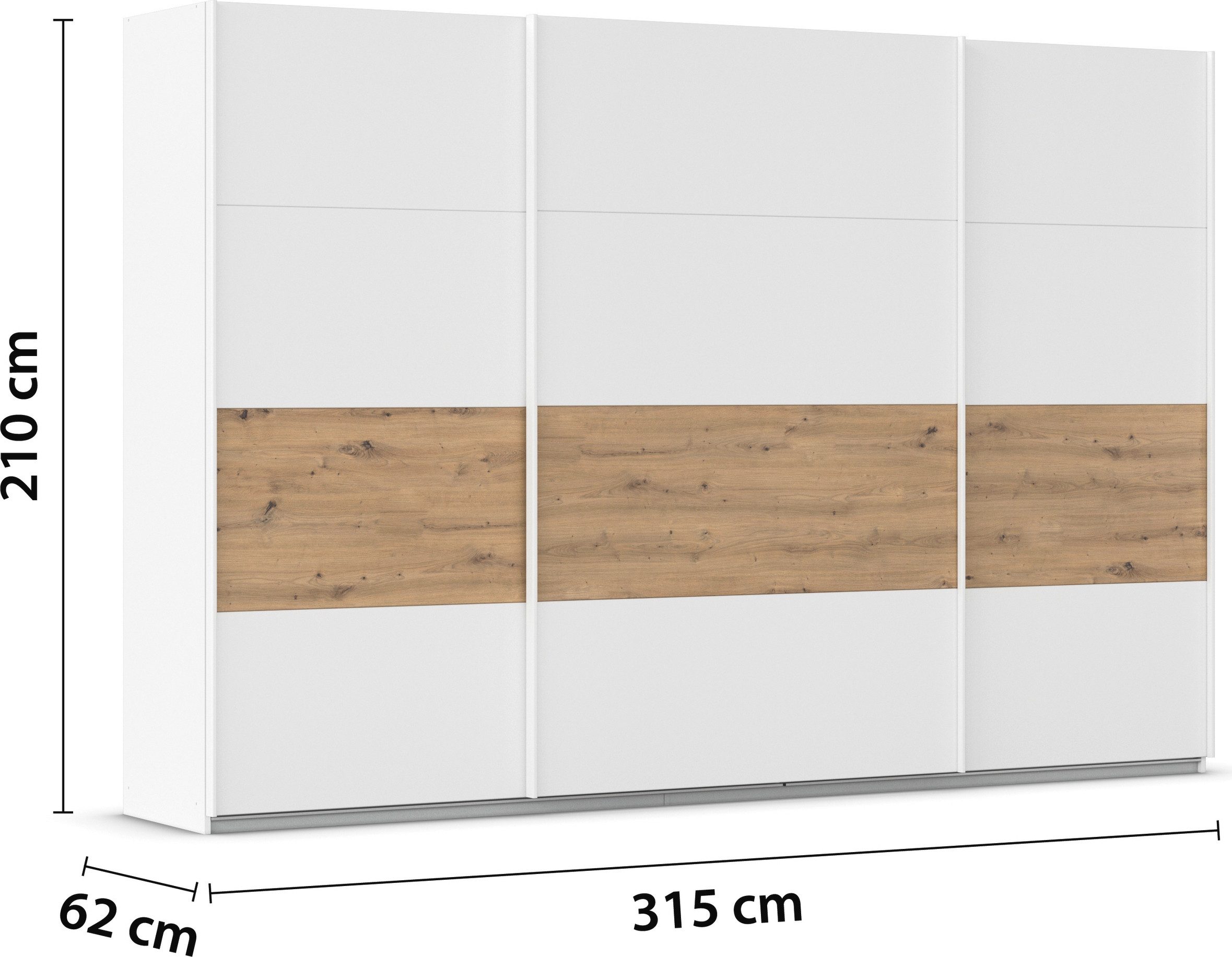 rauch Schuifdeurkast Kledingkast Kast Garderobe CORTONA inclusief indeling, 2 stoffen dozen en extra planken