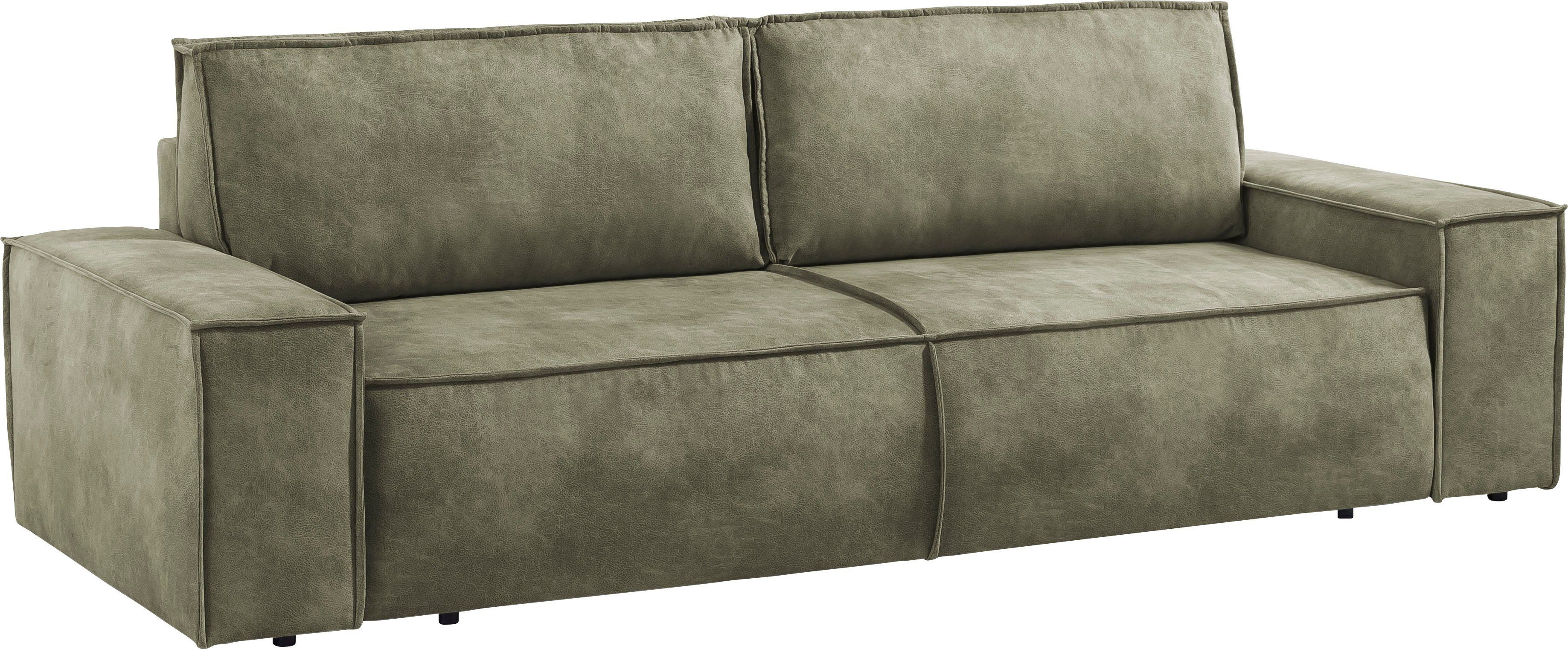 Home affaire 3-zitsbank SHERWOOD slaapbank (257 cm) ribfluweel, velours, vintage lederlook