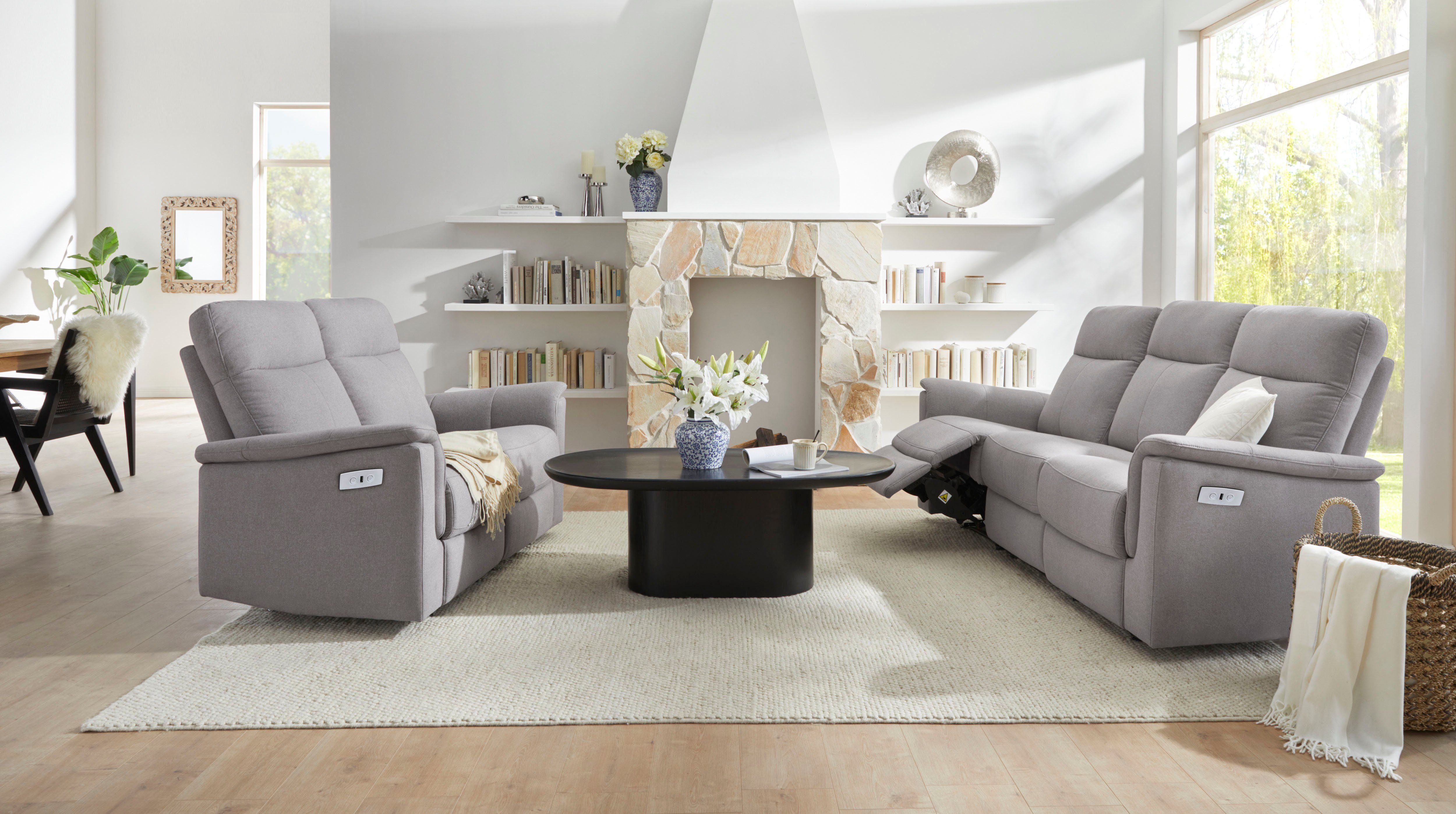 Home affaire 3-zitsbank Southbrook met handmatige en elektrische relaxfunctie