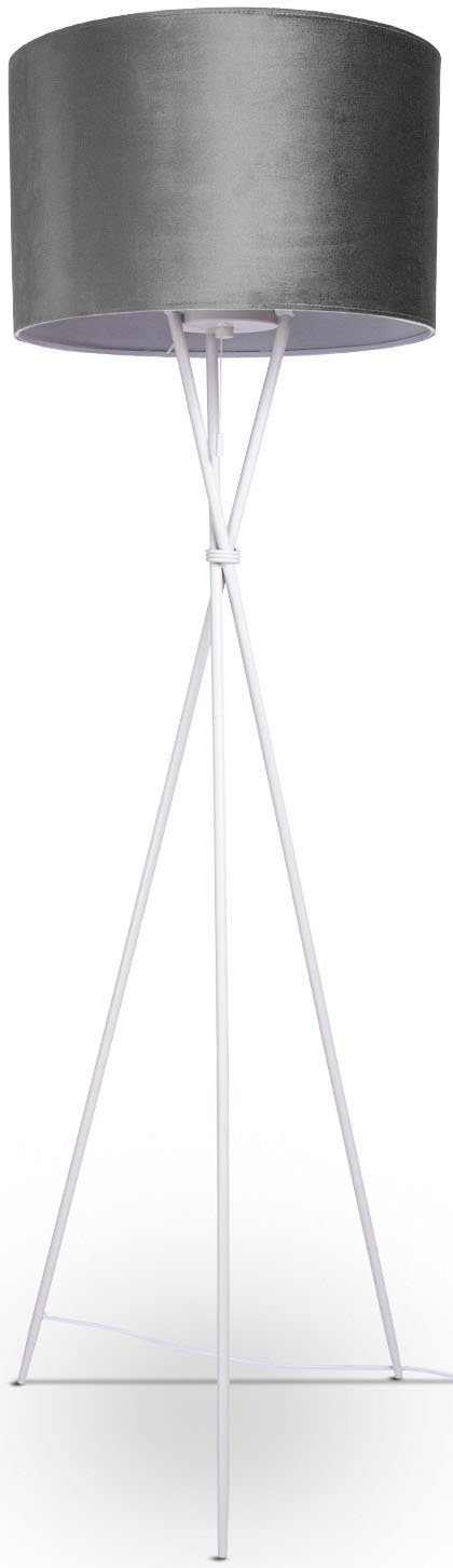 Paco Home Staande lamp Kate uni kleur Woonkamer driepoot vloerlamp velours hoogte 177,5cm filigraan E27