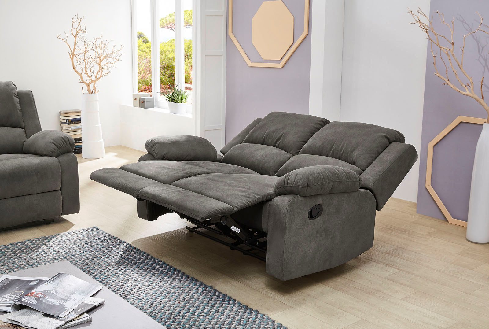Jockenhöfer Gruppe 2-zitsbank Dakota Ligfunctie met halfautomatische relaxfunctie, TFK bekleding