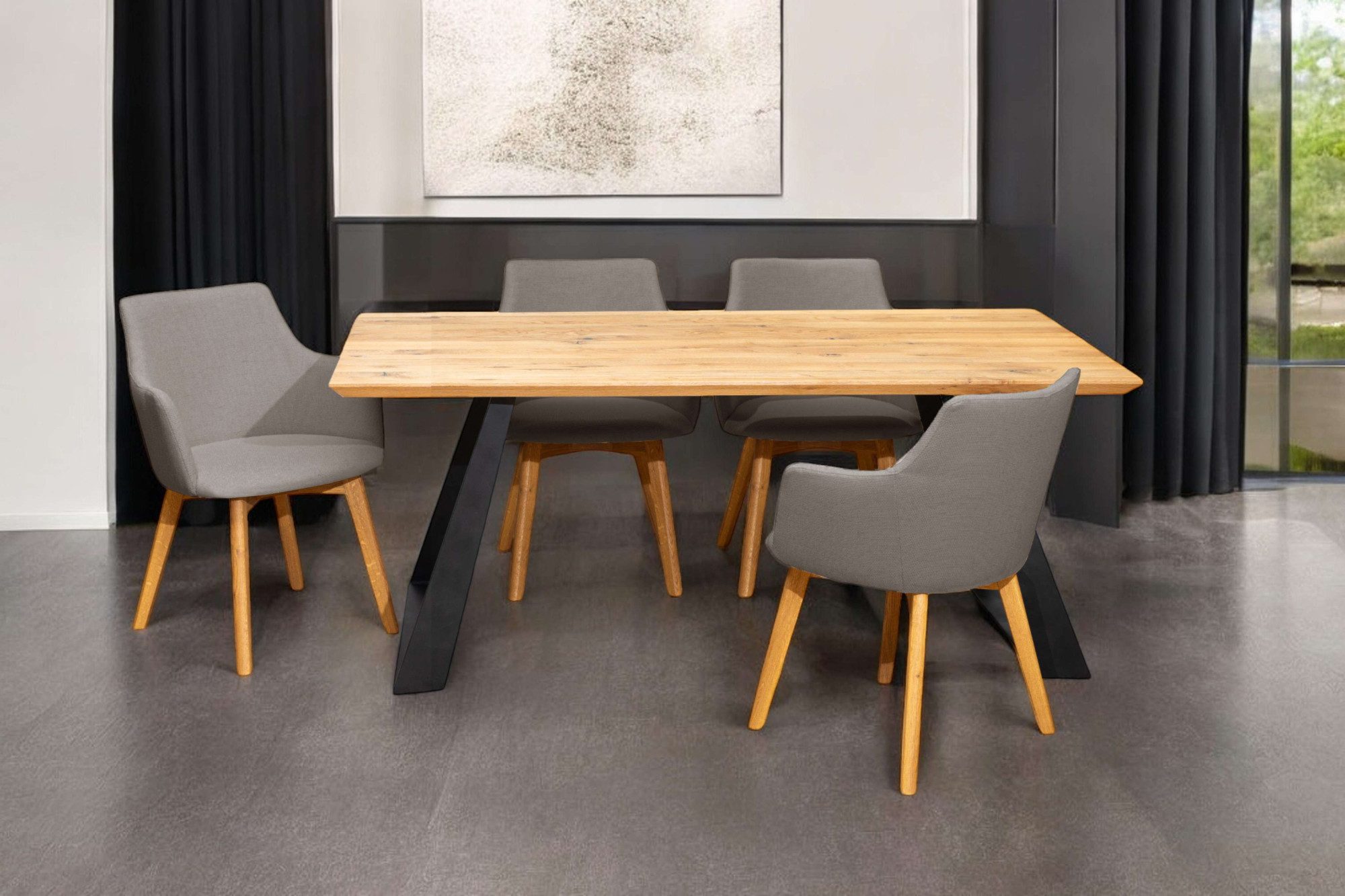 Home affaire Eethoek Ena zitgroep voor keuken/eetkamer, eettafel met 4 gestoffeerde stoelen 5-delig (set, 5-delig)