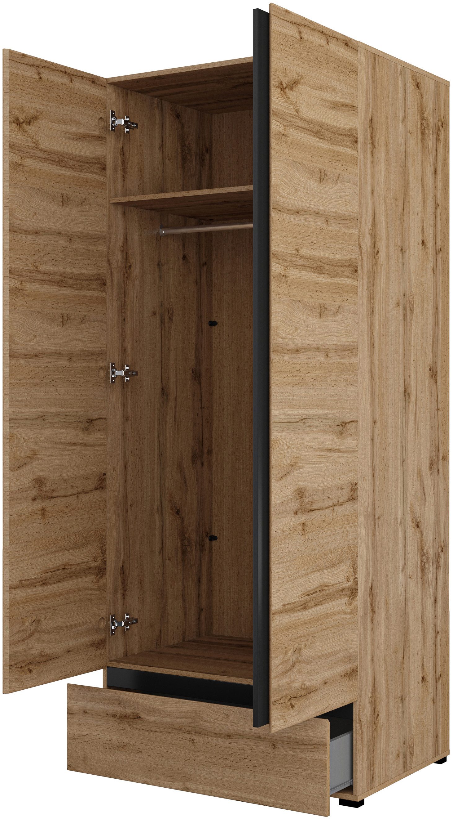 INOSIGN Draaideurkast Cross, moderne greeploze kledingkast Lingeriekast met lade, garderobe, deuren