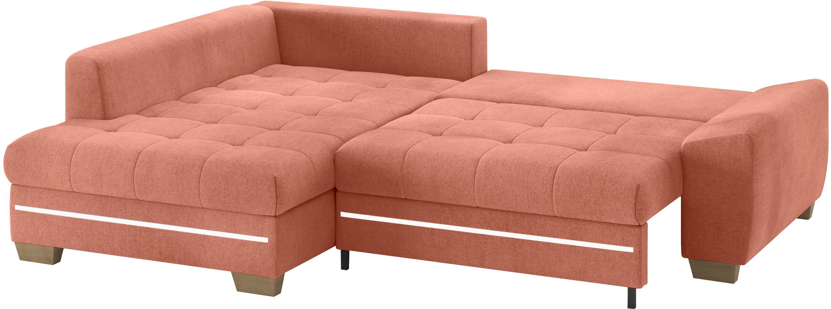 Mr. Couch Hoekbank Nikita II, L-vorm met koudschuim, rgb-led-verlichting, optioneel met bed, bedlade