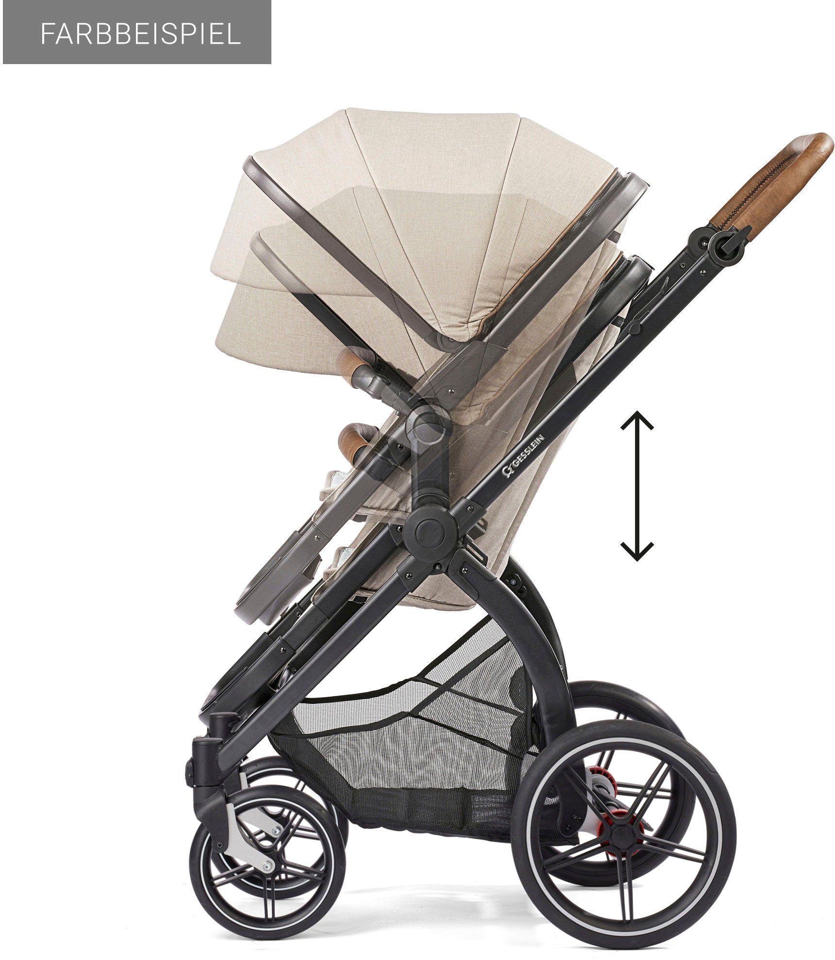 Gesslein Combi-kinderwagen FX4 Soft+ met opzetstuk Life, zwart/tabak, zand