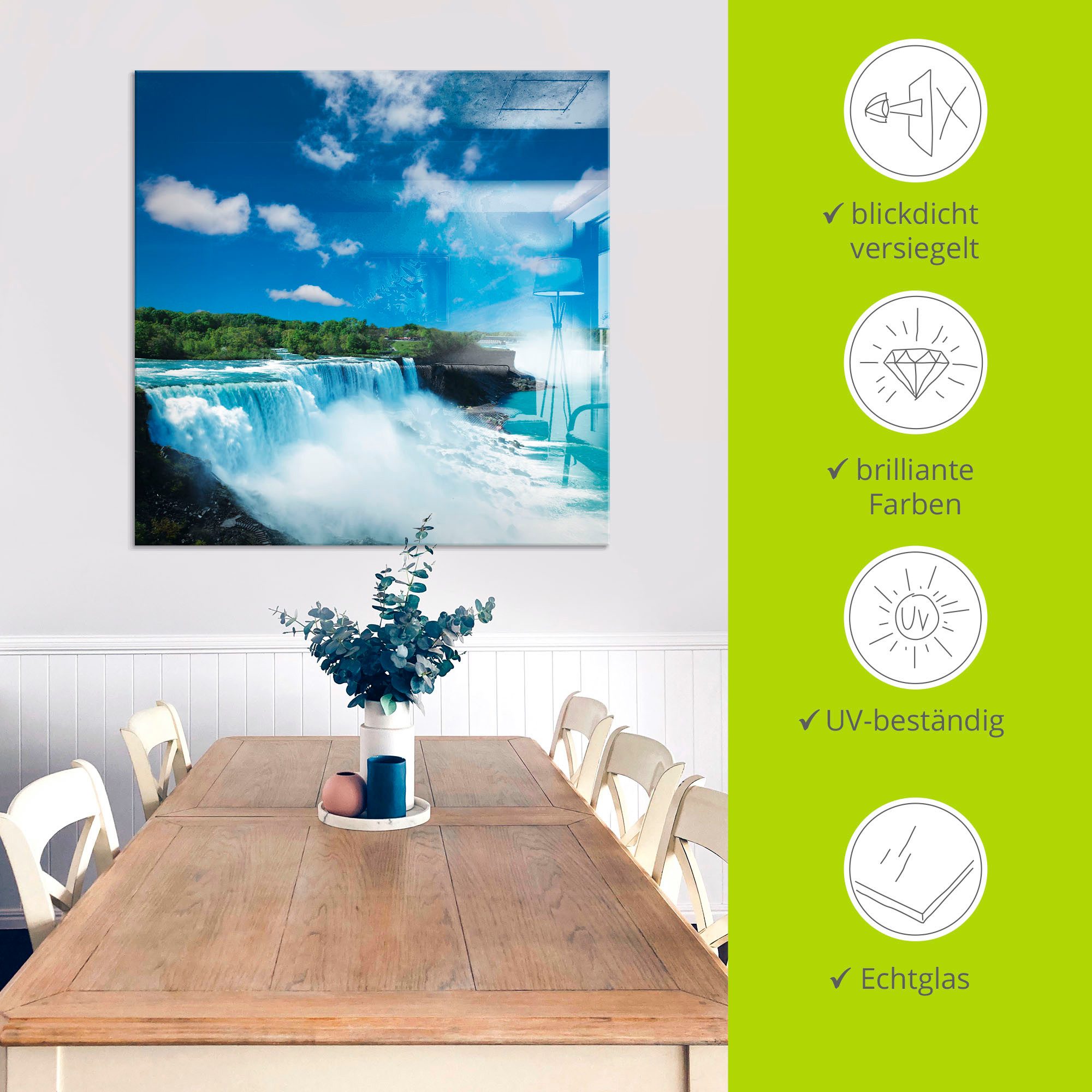 Artland Print op glas Niagara in verschillende maten