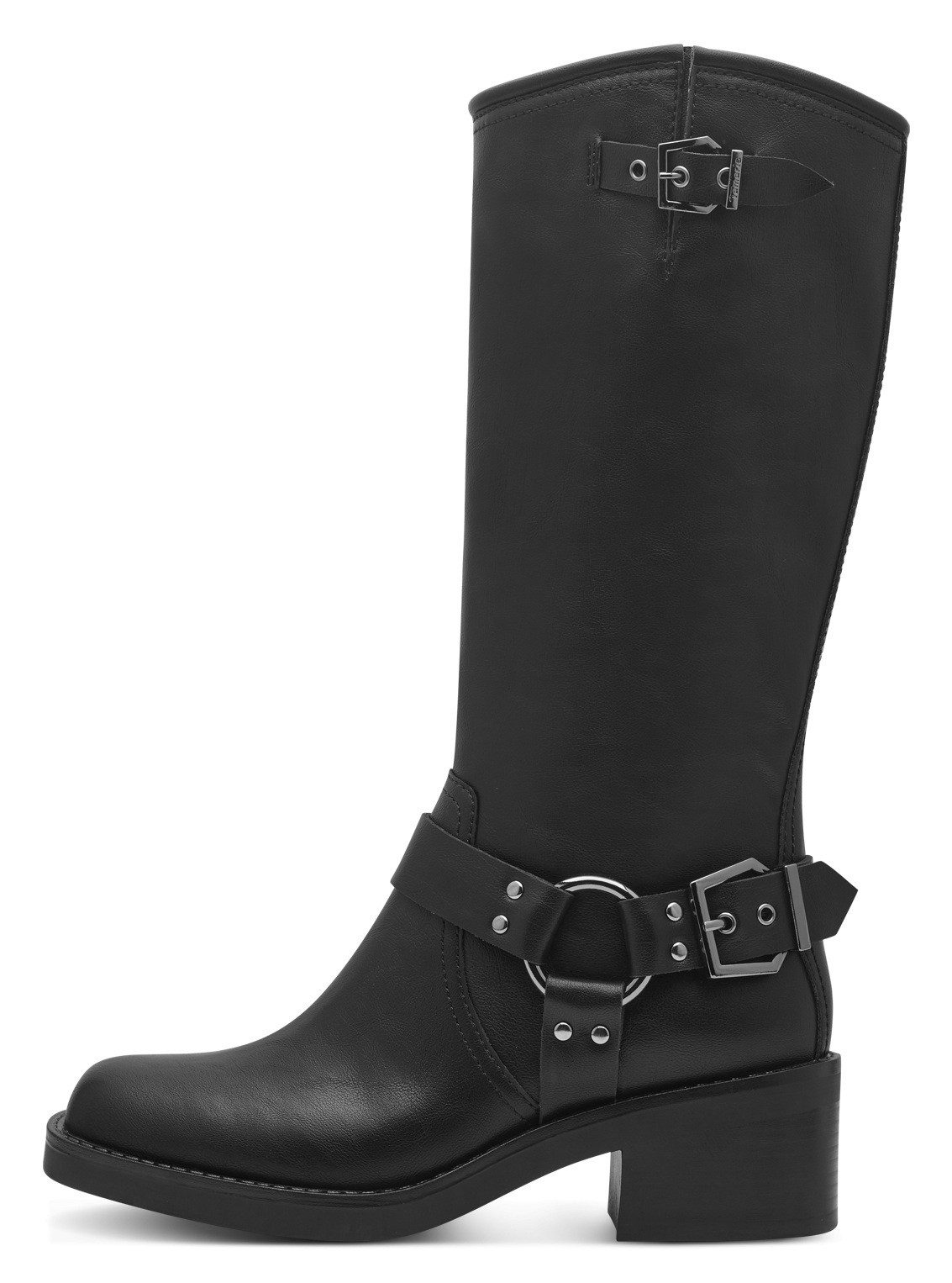 Tamaris Winterlaarzen , blockhak, bikerlaarzen, lange laarzen met decoratieve gespen