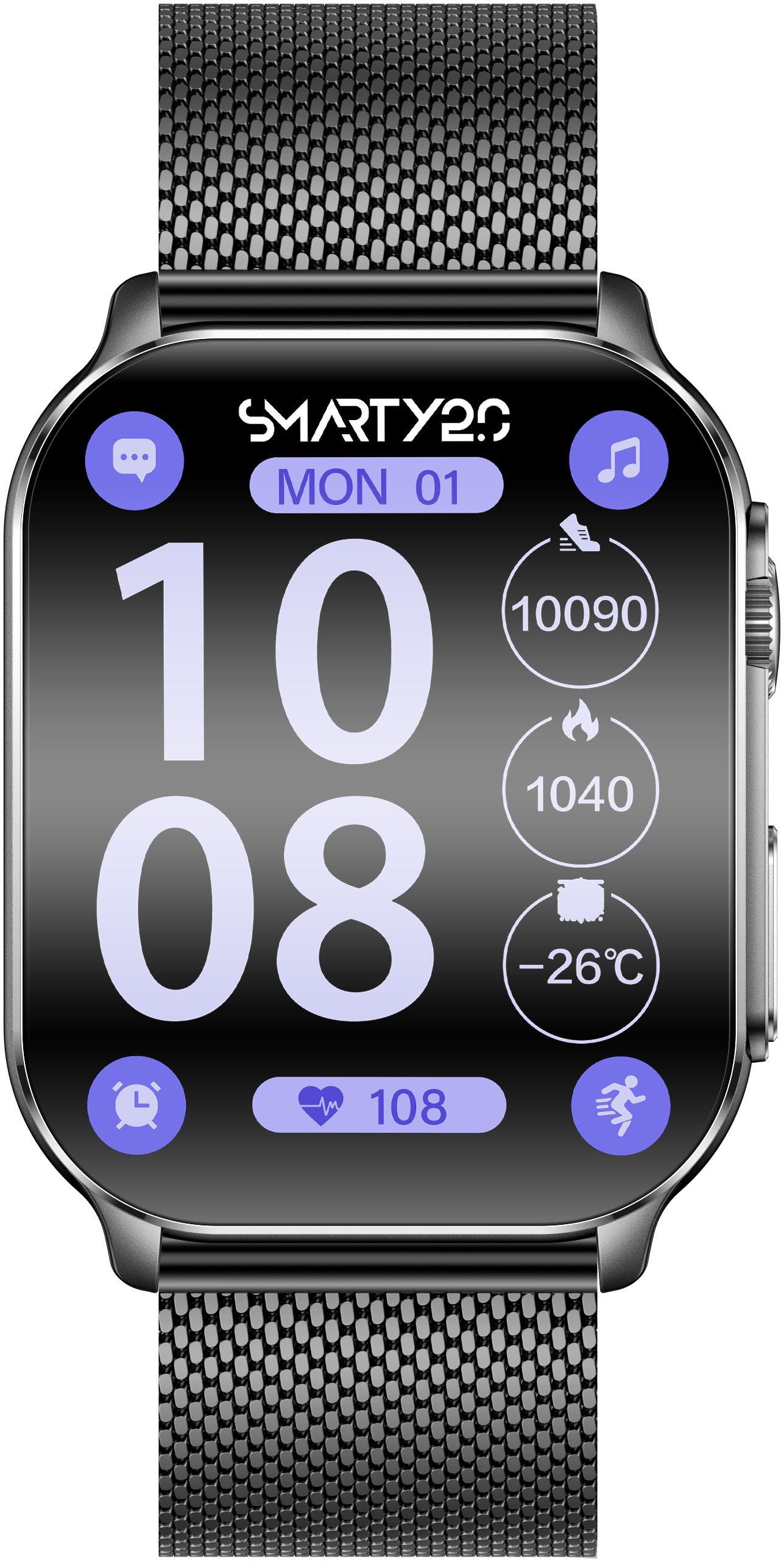 SMARTY 2.0 Smartwatch Polshorloge, dameshorloge, herenhorloge, Android 5.0+, Apple iOS 9.0+(set, 2-delig, Met wisselband)