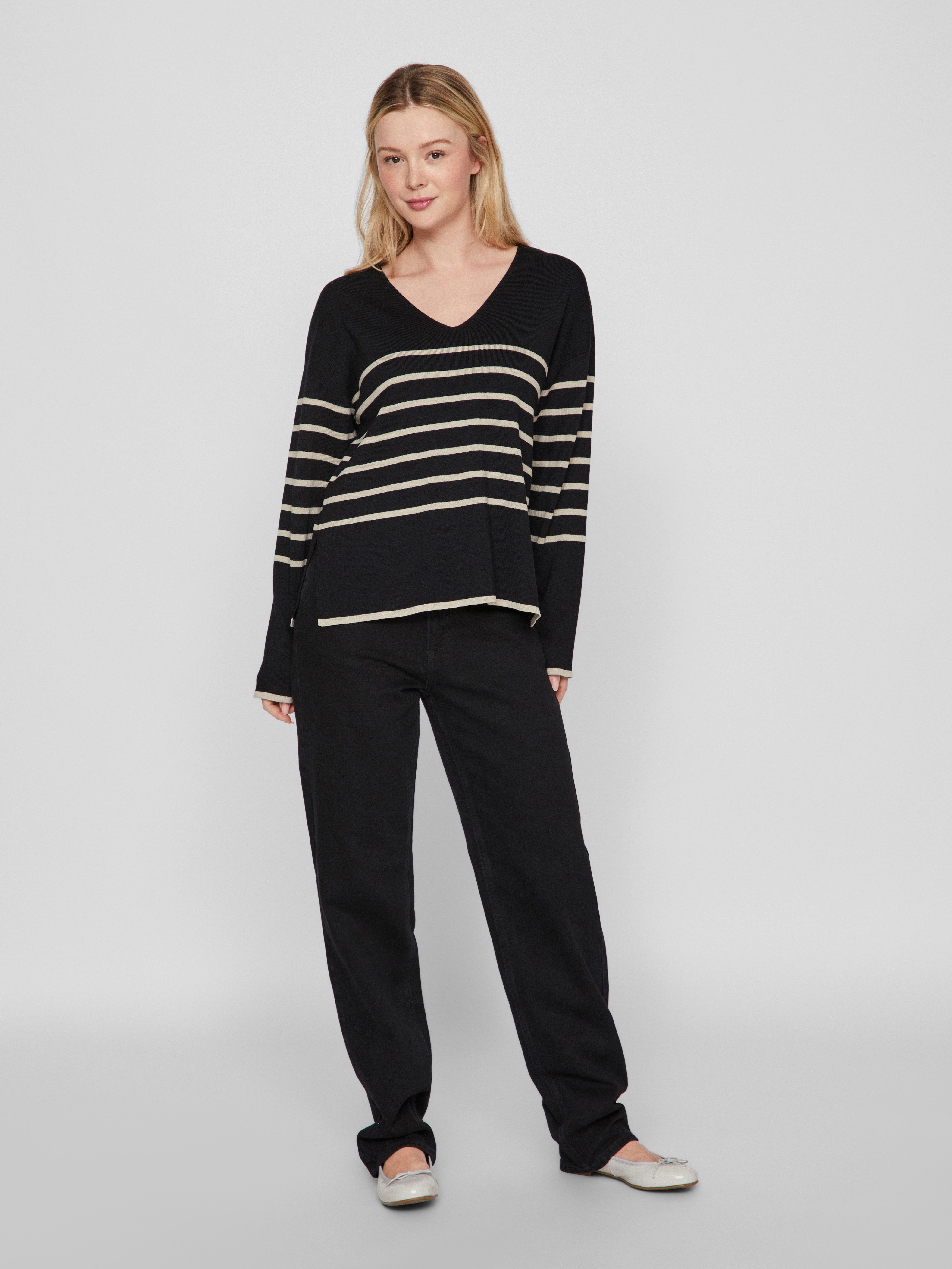 Vila Trui met V-hals VIOSTRIA V-NECK L S REV TOP-NOOS