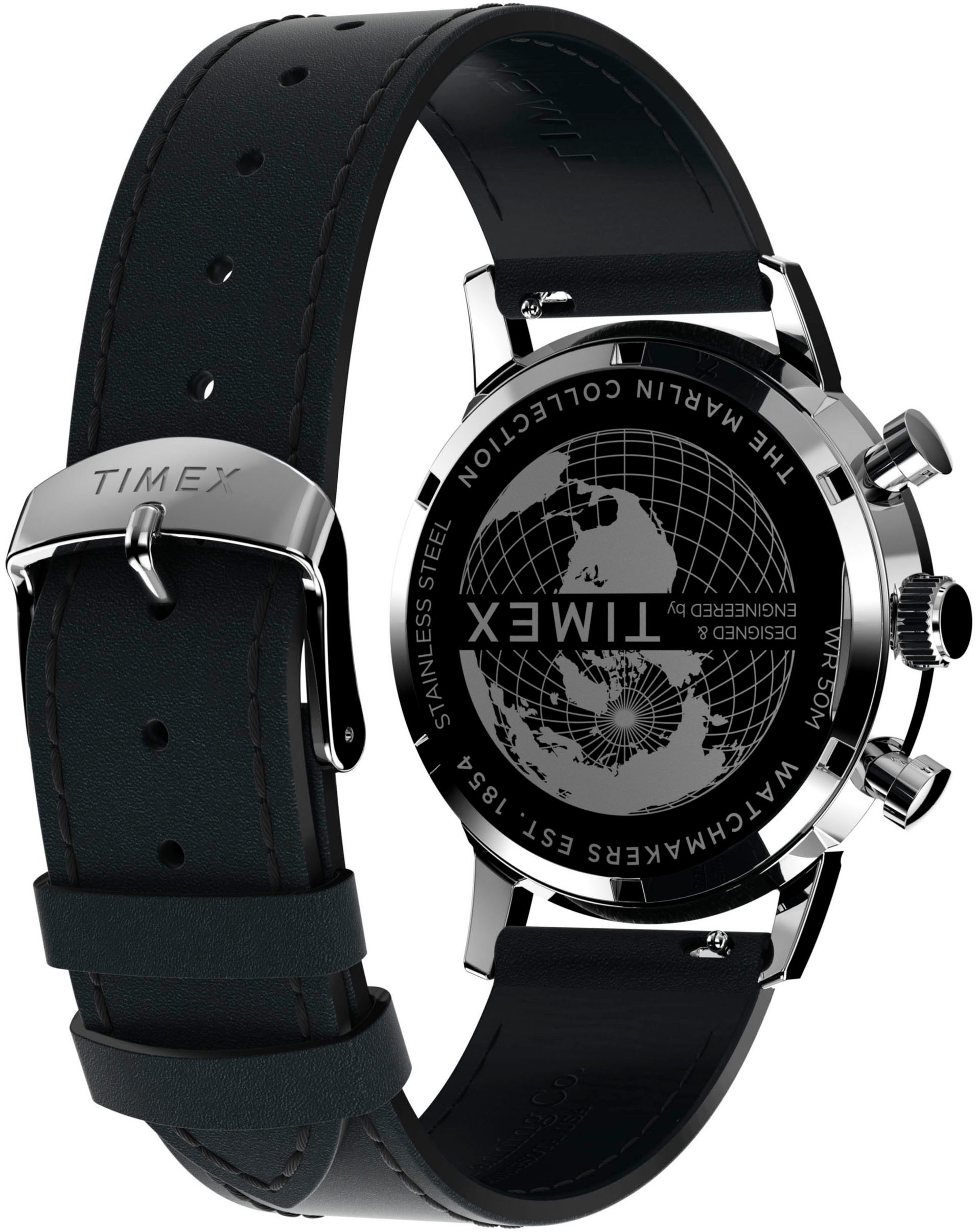 Timex Chronograaf Marlin Quarzuhr, horloge, heren, datum, stopwatchfunctie, 12/24-uurweergave