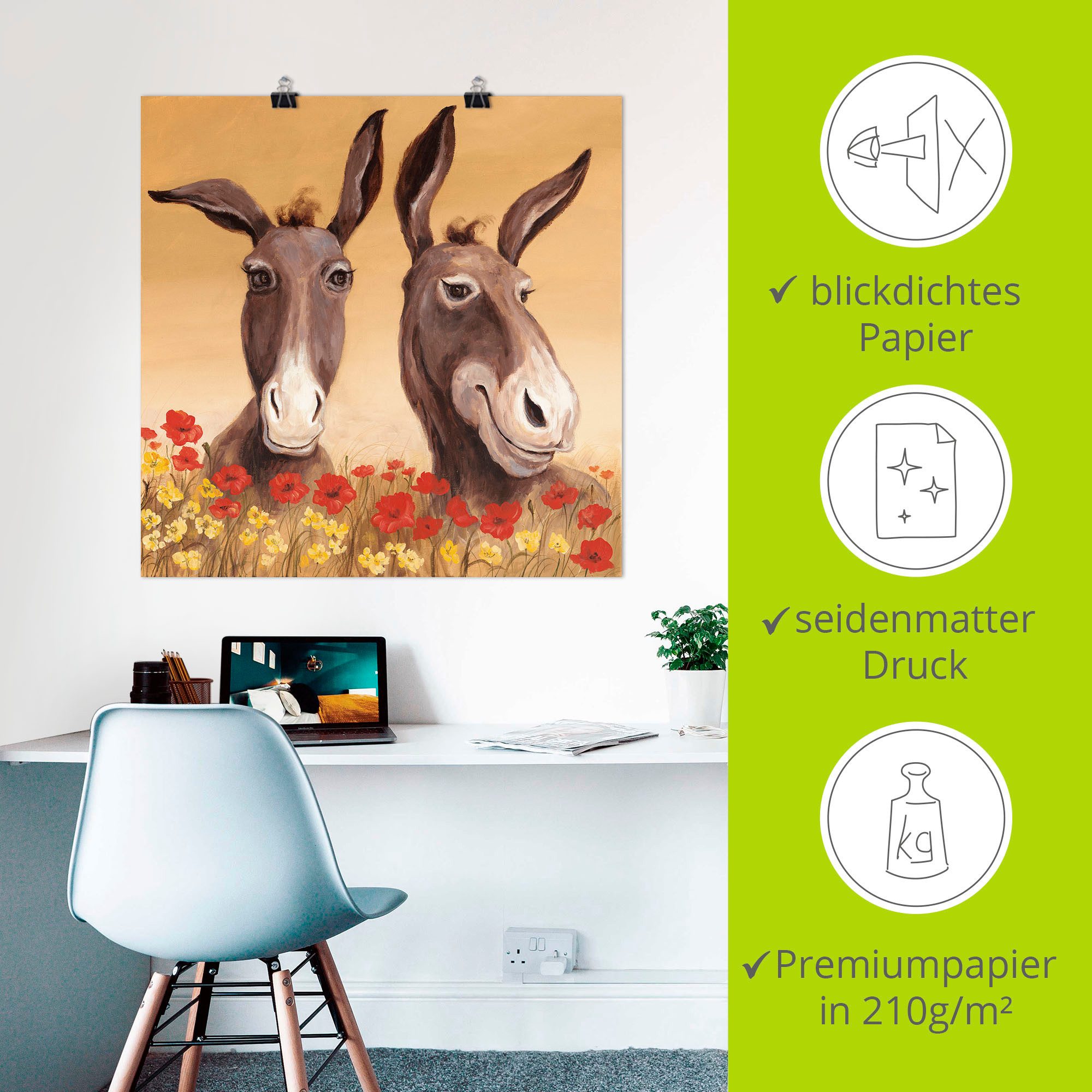 Artland Artprint Ezel als artprint van aluminium, artprint voor buiten, artprint op linnen, poster, muursticker