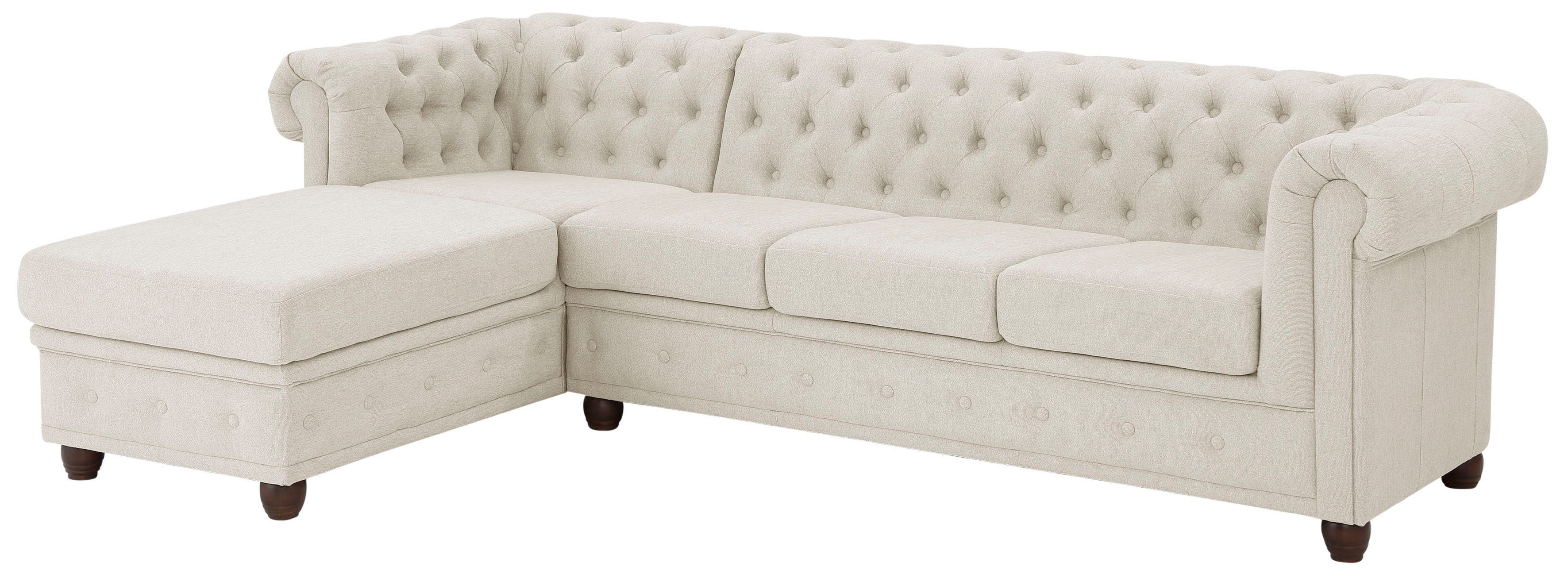 Home affaire Chesterfield-bank New Castle L-vorm hoogwaardige capitonnage in chesterfield-design, bxdxh: 255(171x72)
