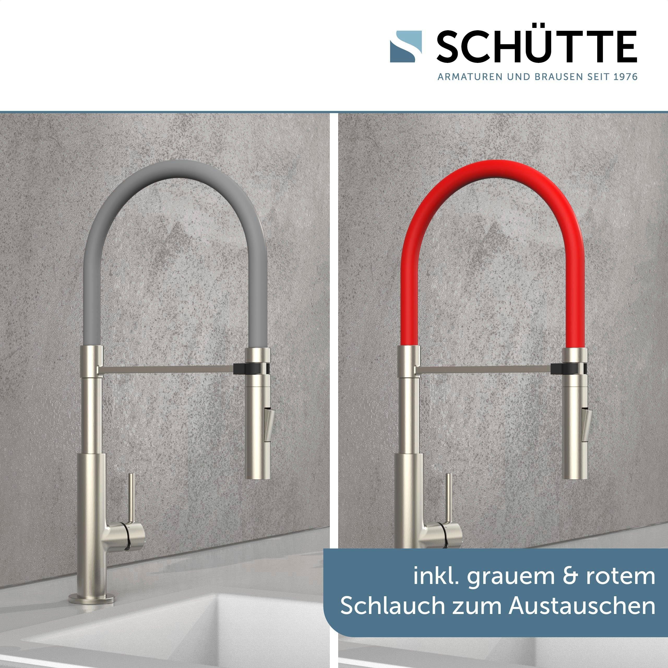 Schütte Gootsteen kraan Design uittrekbaar, 360° draaibaar, edelstaal-look/zwart, hoge druk