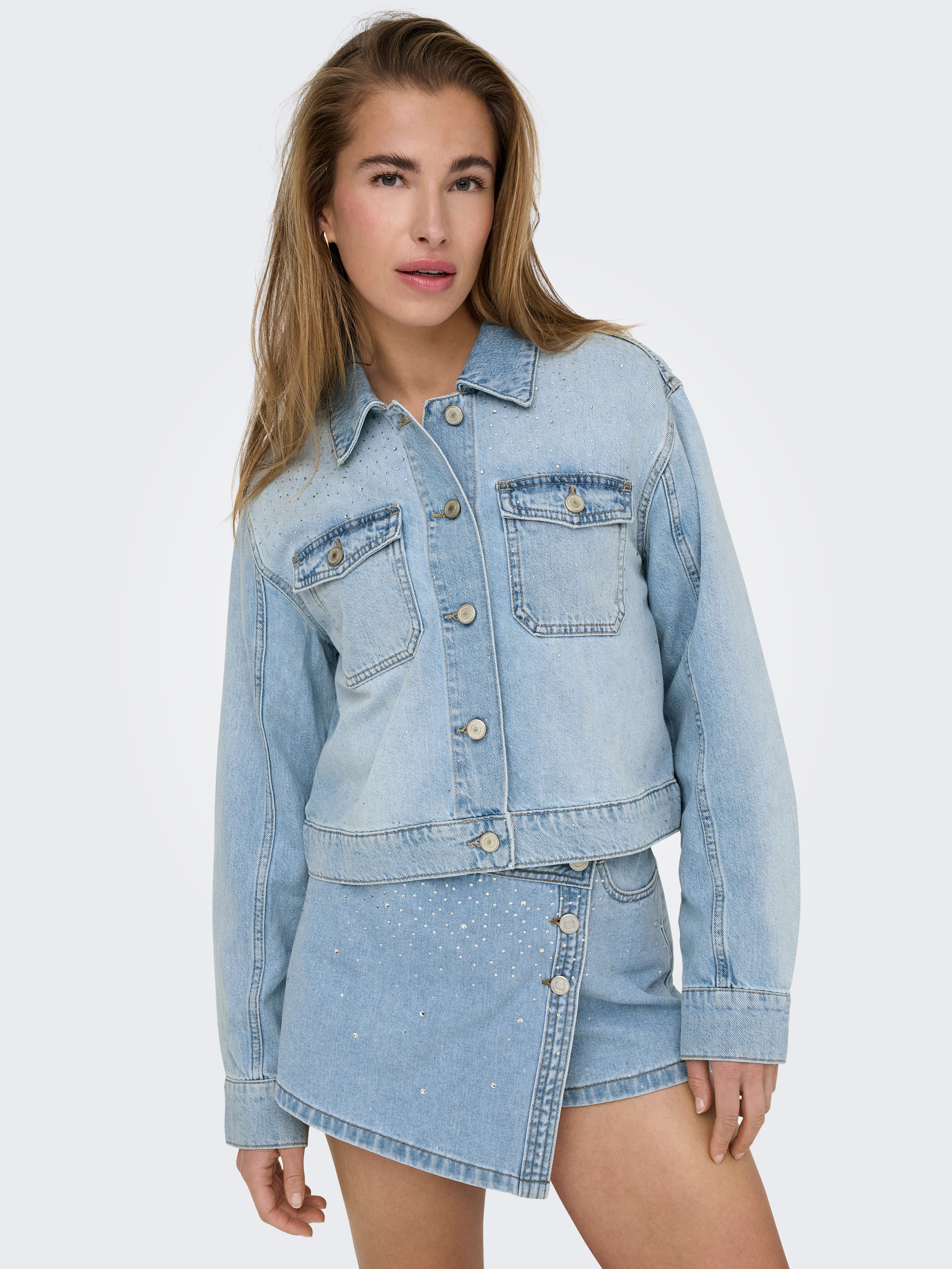 Only Jeansjack ONLLUMI LS RHINESTONE JACKET DNM PIM