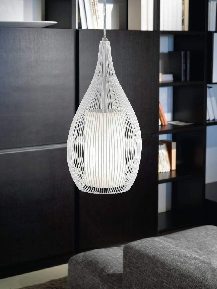 EGLO Hanglamp RAZONI hanglamp, pendellamp, staal, gesatineerd glas, wit, E27 (1 stuk)