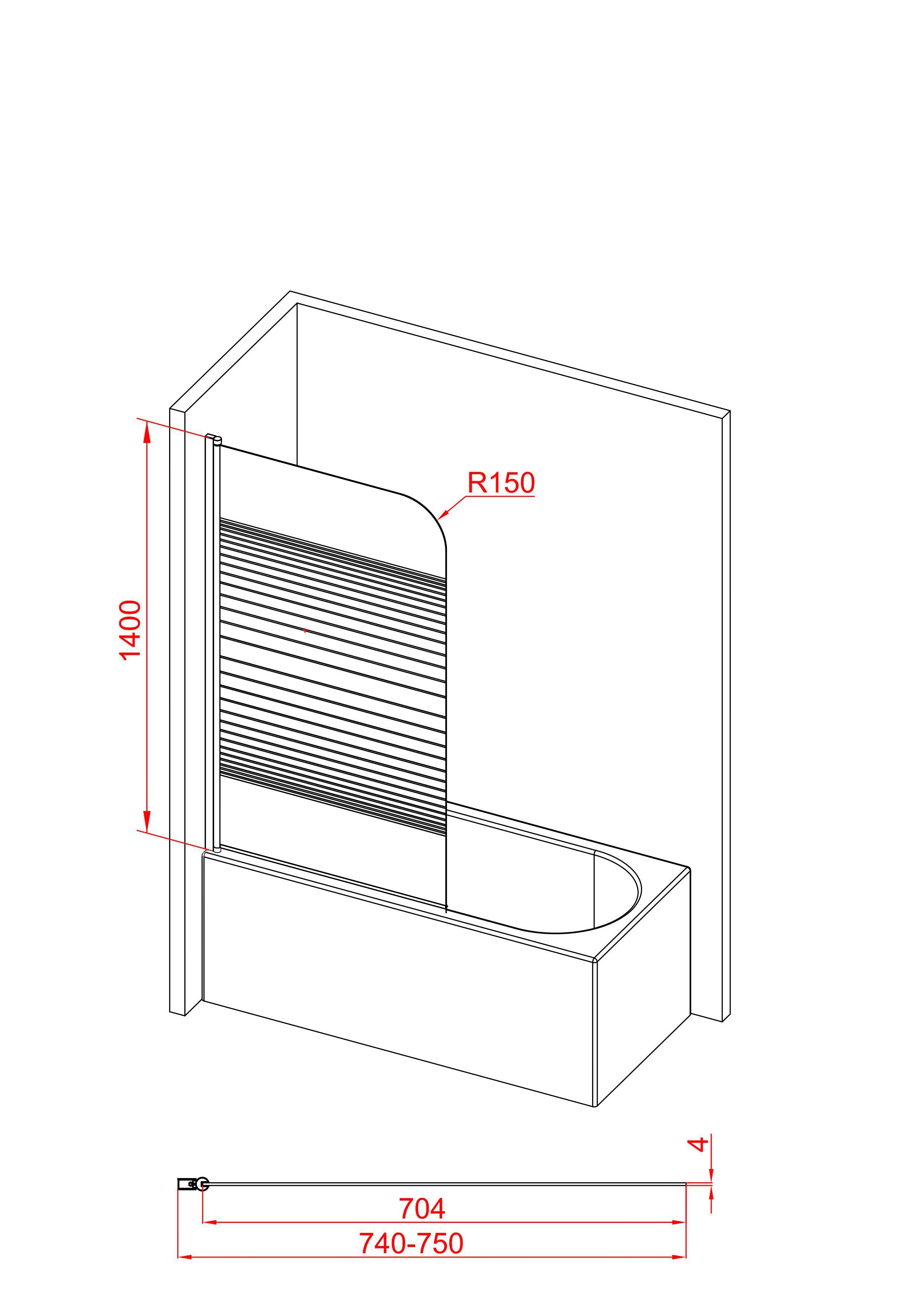 Marwell Badscherm White stripes met bescherming tegen inkijk, 75 cm (1-delig)