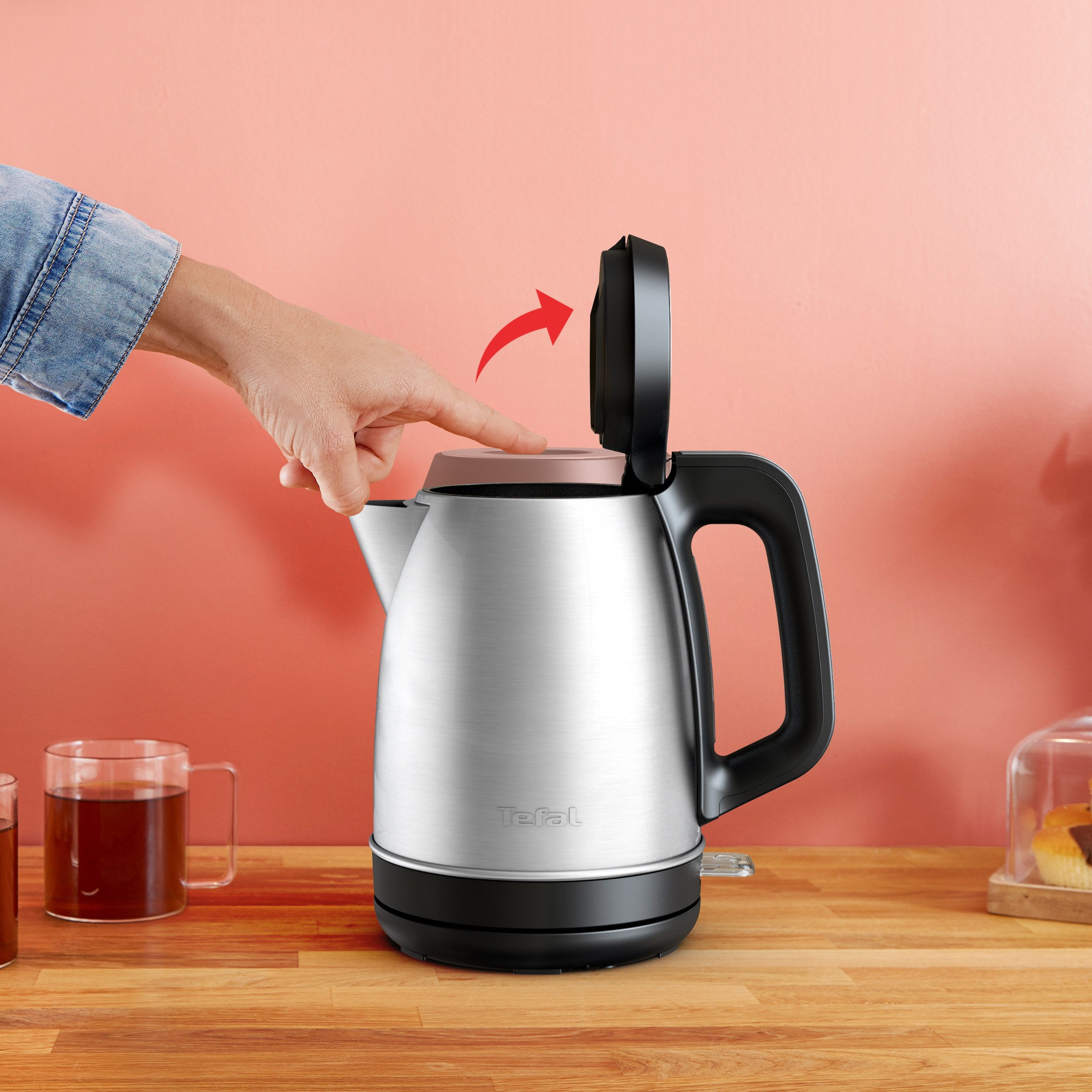 Tefal Waterkoker KI280D Element, Premium-Edelstahl, großes Fassungsvermögen von 1,7 l, 1,7 l