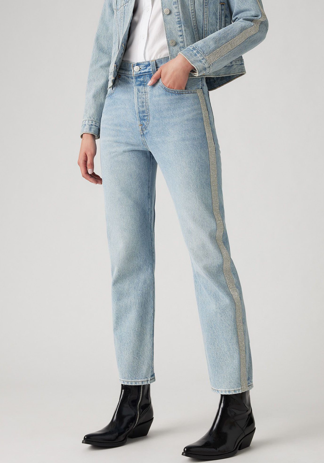 Levi's® 7/8 jeans 501 CROP met glinsterende details aan de zijnaad