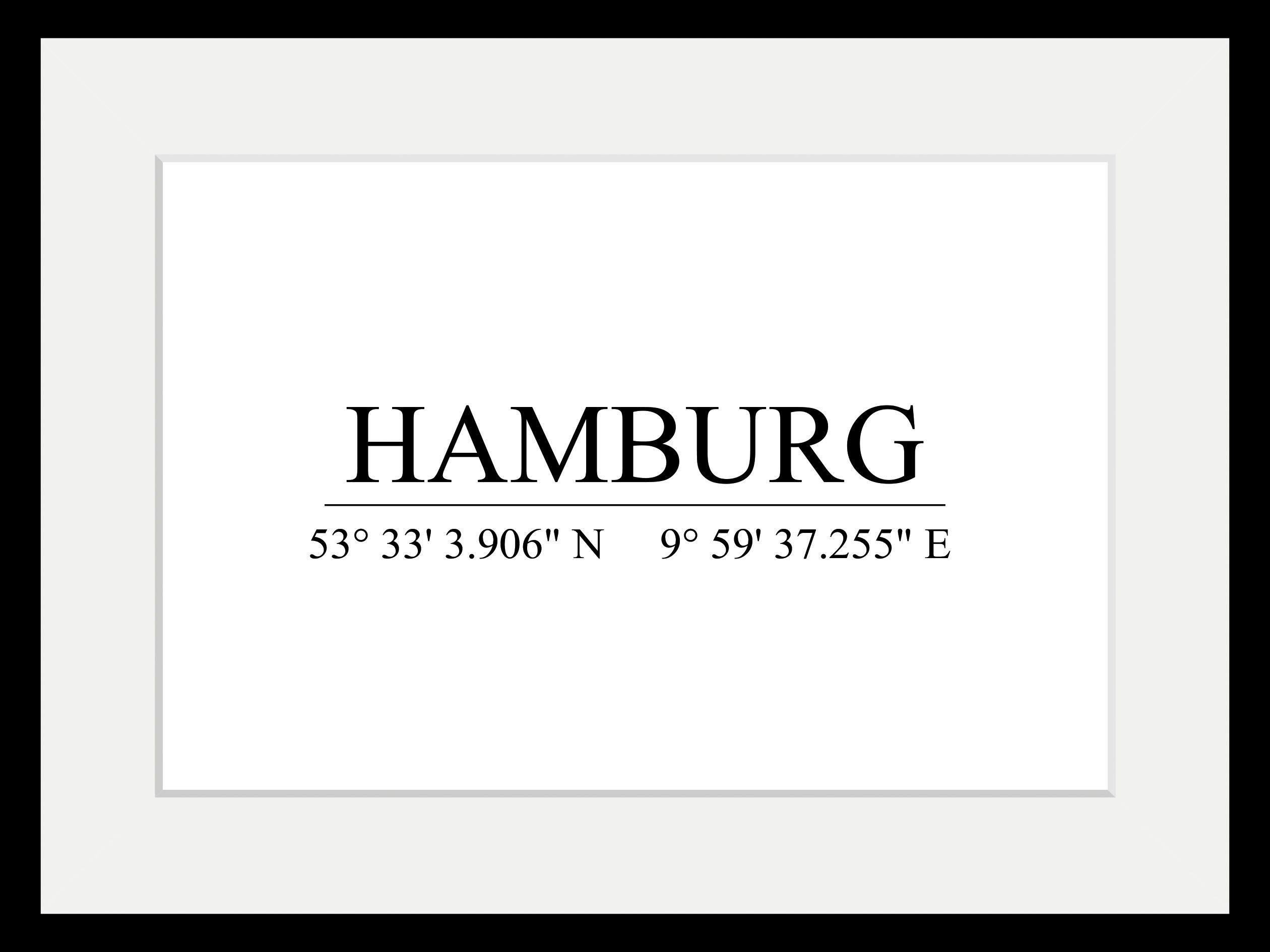 queence Wanddecoratie Hamburg HD premium posterdruk incl. houten lijst (1 stuk)