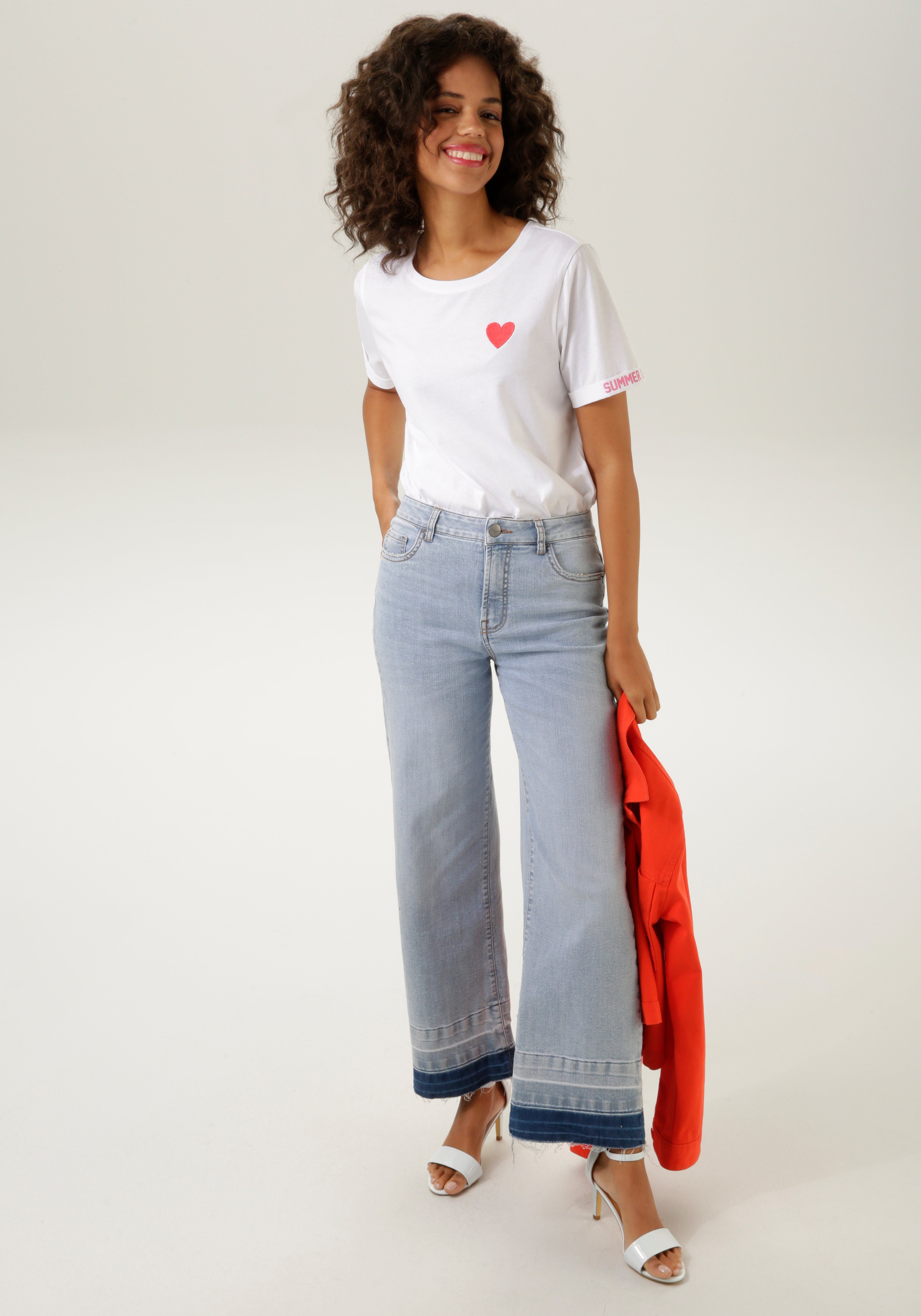 Aniston CASUAL T-shirt met hartjes en bedrukte achterkant