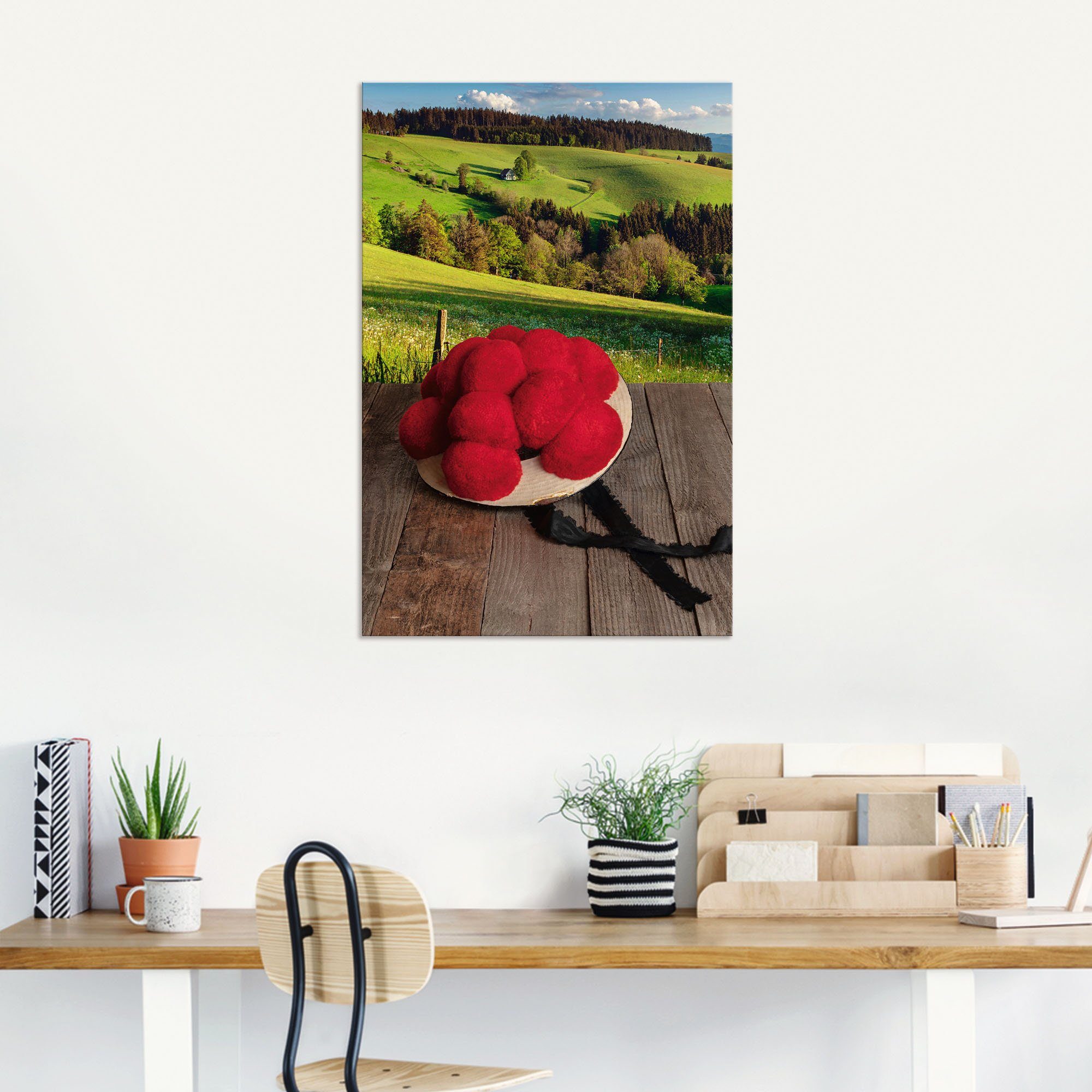 Artland Artprint Bollenhut uit het Zwarte Woud op een houten tafel als artprint van aluminium, artprint voor buiten, artprint op linnen in verschillende maten