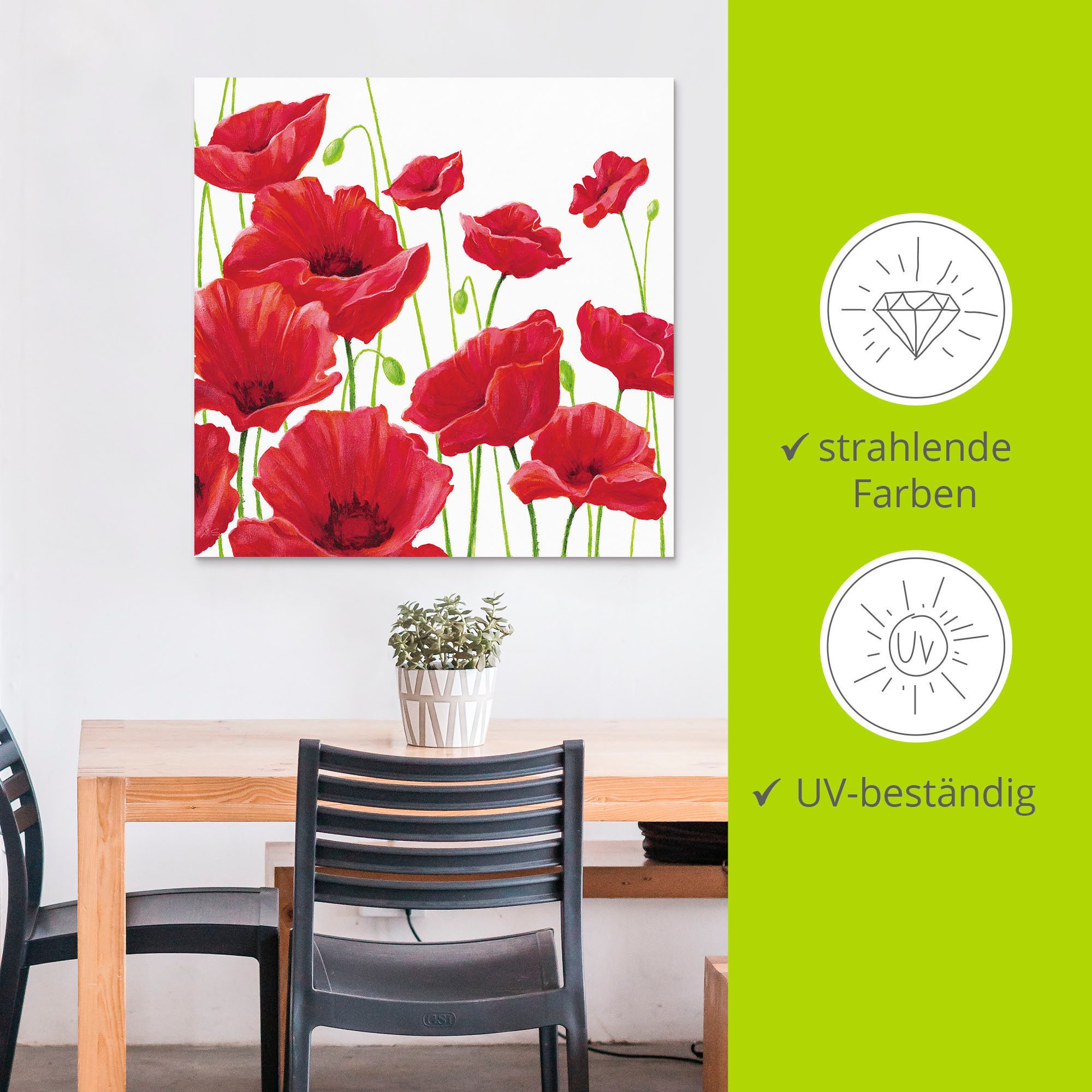 Artland Artprint Rode klaprozen I als artprint van aluminium, artprint voor buiten, artprint op linnen, poster, muursticker