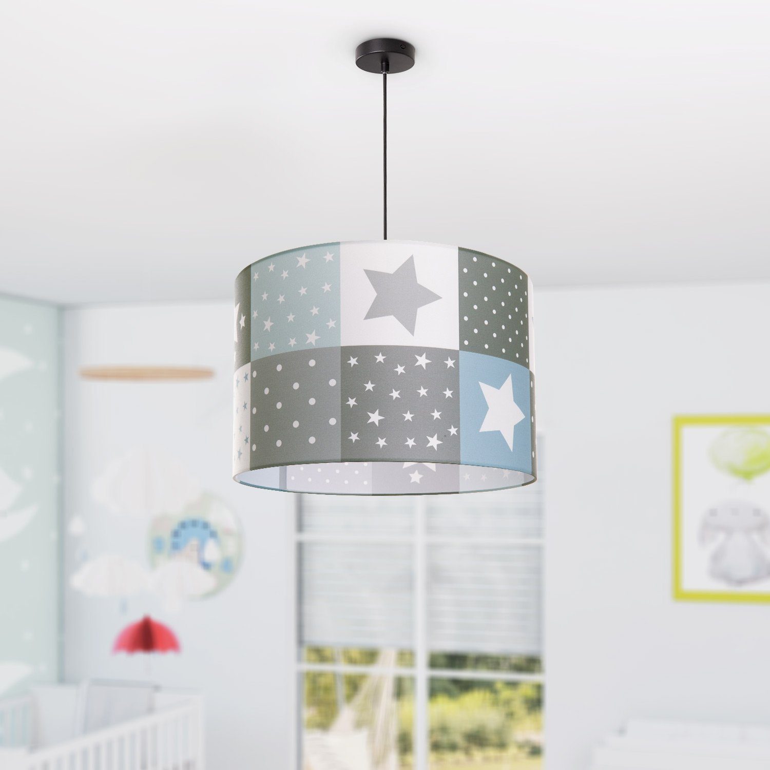Paco Home Hanglamp Cosmo 345 Kinderlamp plafondlamp LED kinderkamer lamp sterren-motief E27