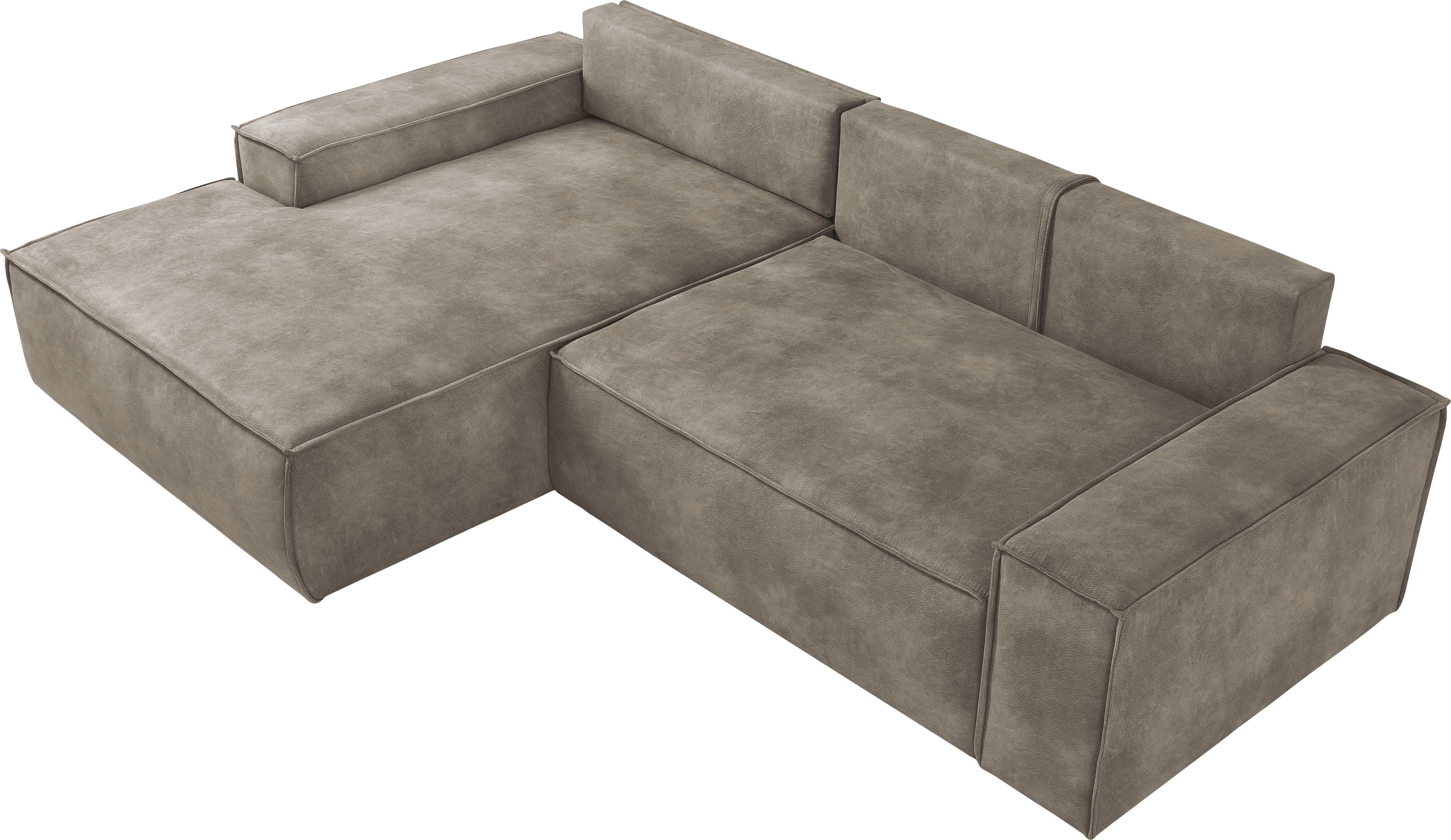 Home affaire Hoekbank SHERWOOD bedbank 267 cm, L-model, Slaapfunctie met bedlade (210x136 cm), cord, vintage, fluweel