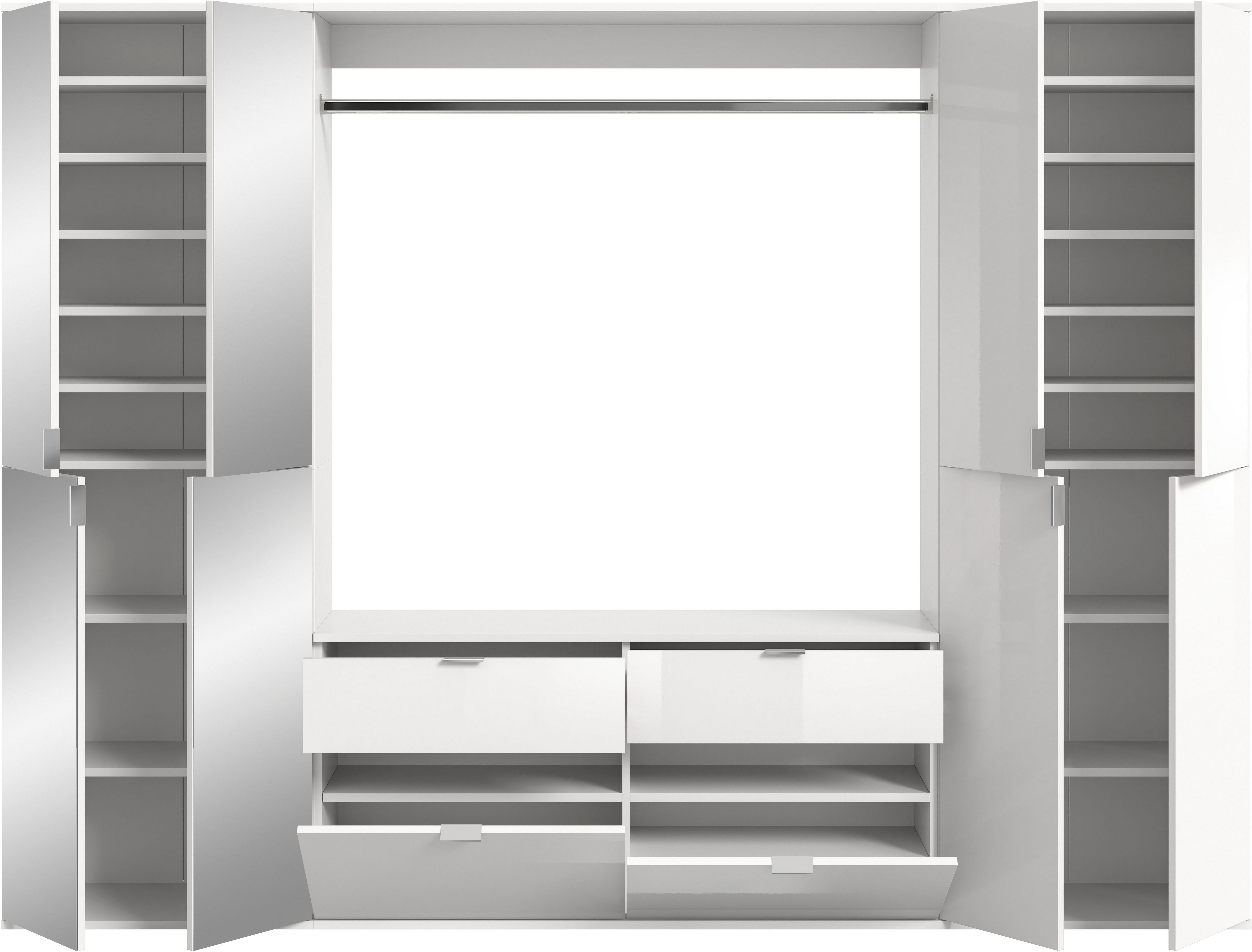 INOSIGN Halmeubelset Trondheim, Breedte 243 cm, 5-delig, bestaande uit: 2x garderobekast, 1 commode, 1 kledingstang, 1 legplank (set, 4-delig)