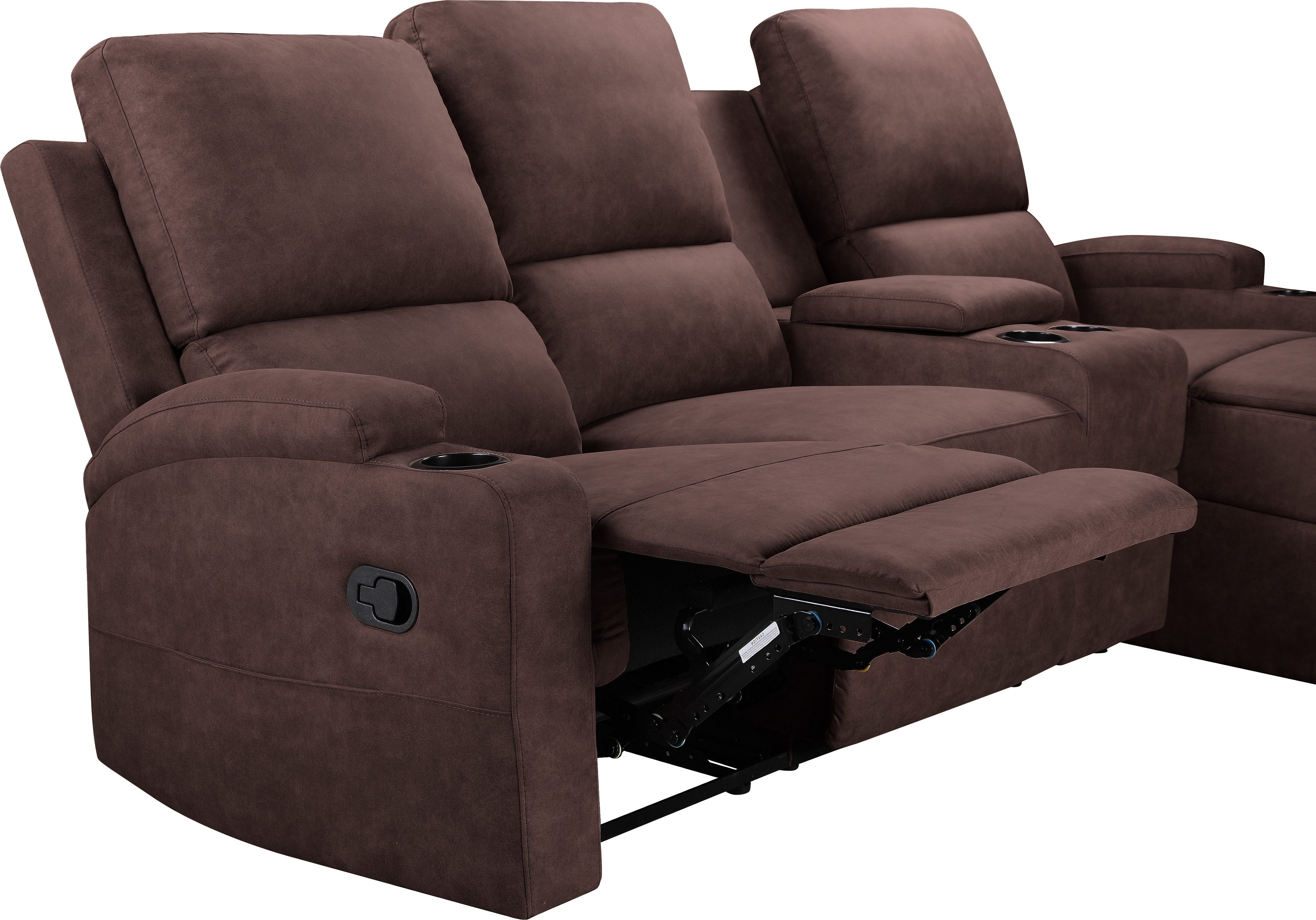 Home affaire Hoekbank Napori multimediabank, 3 bioscoopstoelen XXL, L-model, Bioscoopbank met relaxfunctie, bekerhouder, opbergvak en opbergbox