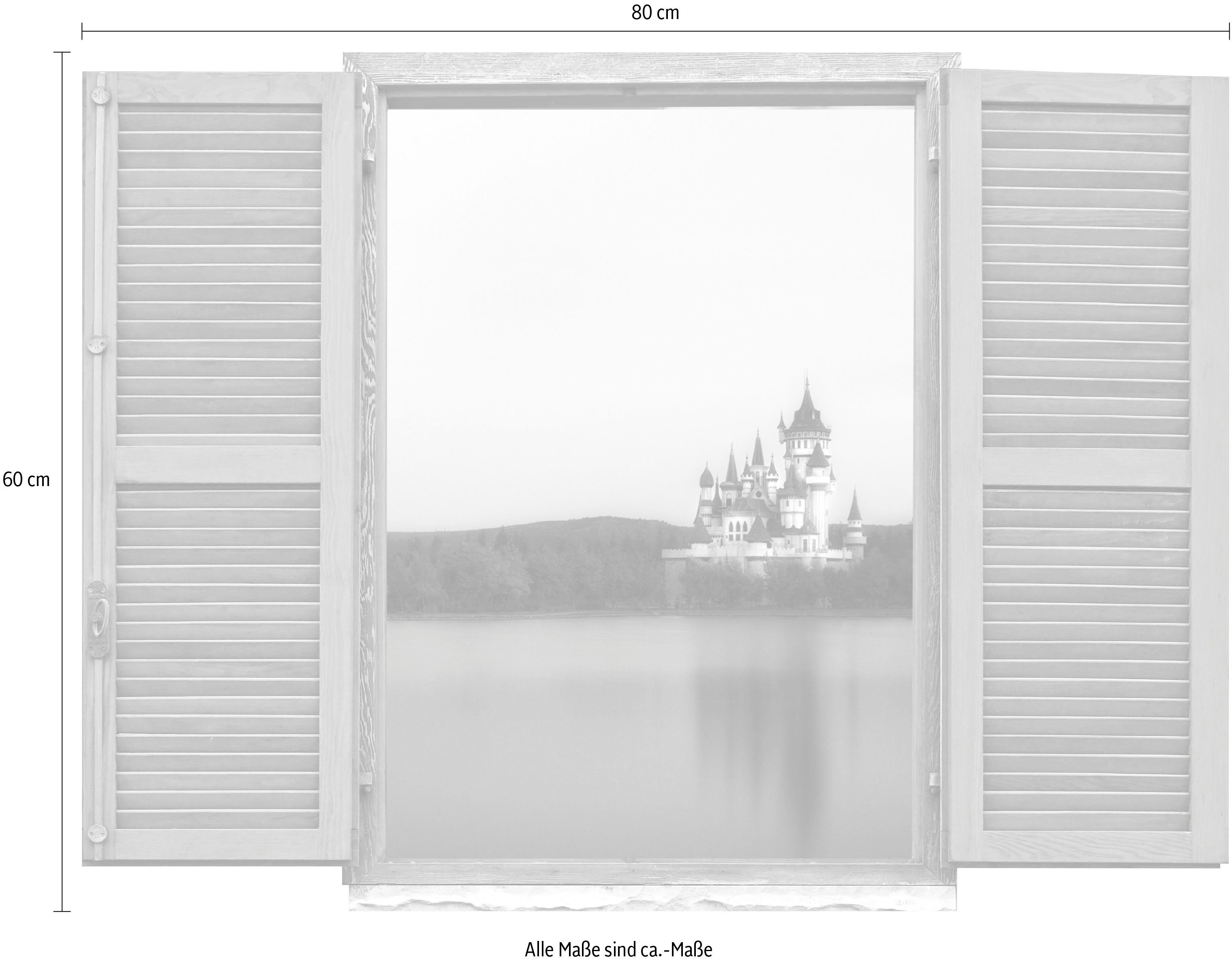 queence Wandfolie Slot Muursticker, muurdecoratie, zelfklevend, 3D, raam (1 stuk)