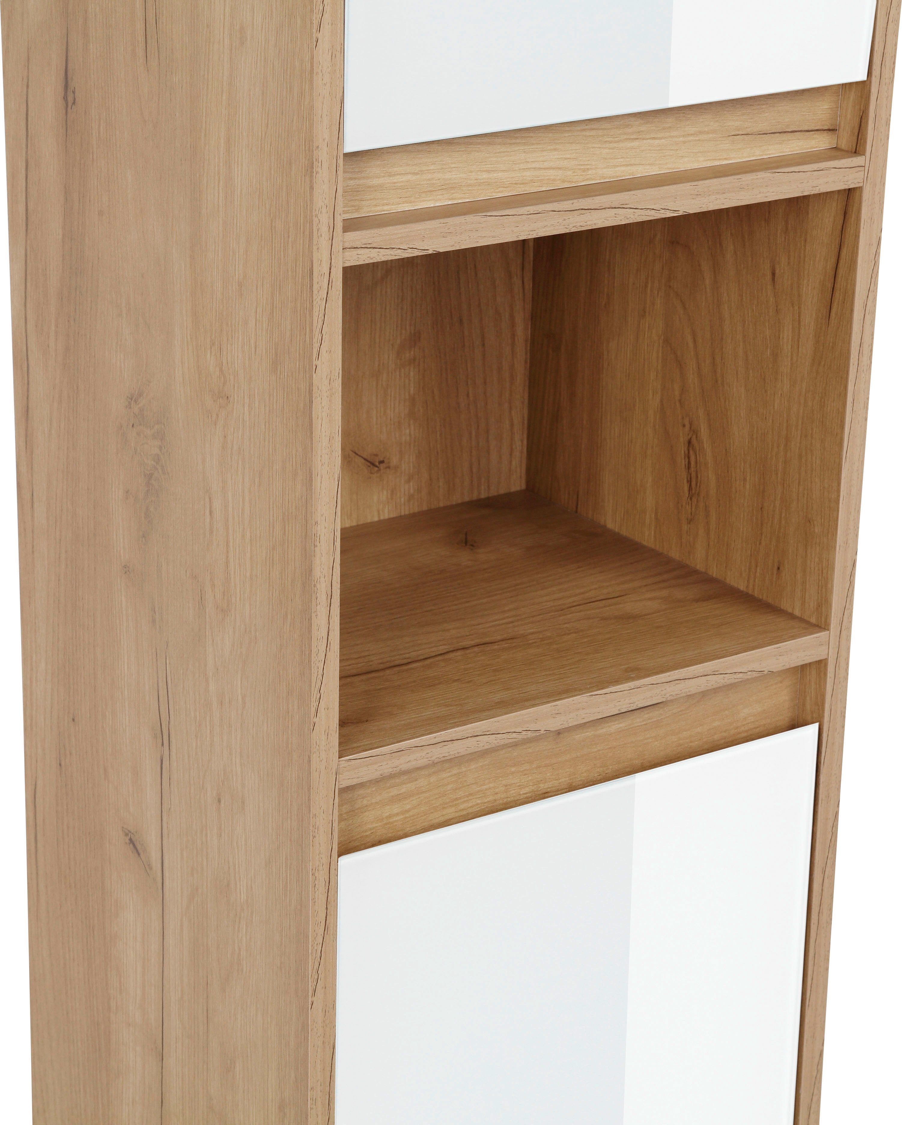 welltime Hoge kast Torun badkamerkast kast breedte 35 cm met glazen fronten