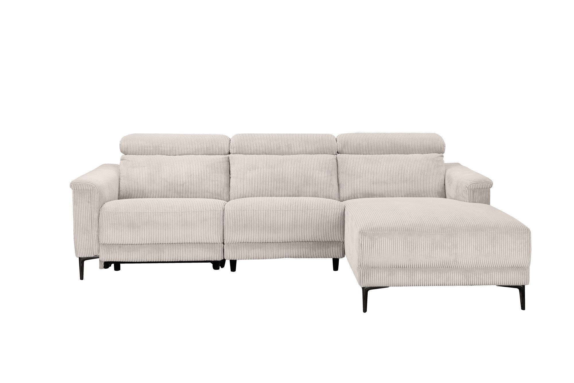 Places of Style Hoekbank Lund in cord, L-vorm, 261 cm, handmatige en elektrische relaxfunctie
